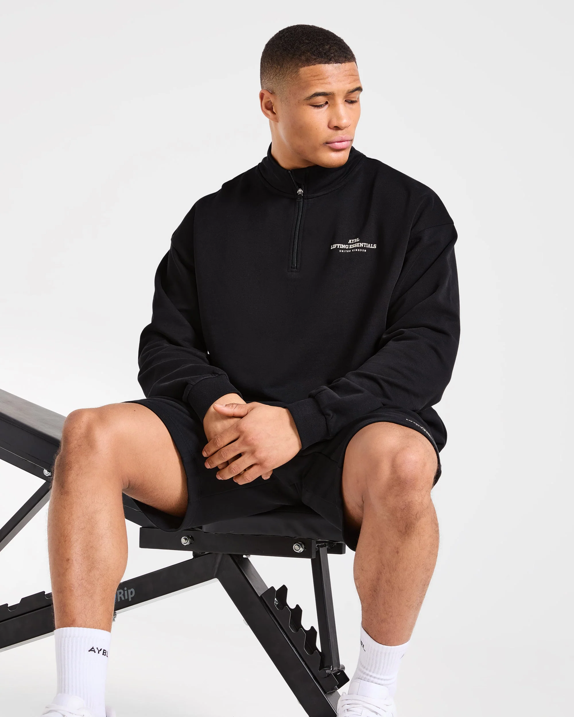 Apex Lifting Essentials 1/4 Zip Pullover - Zwart/Crème - Image 8