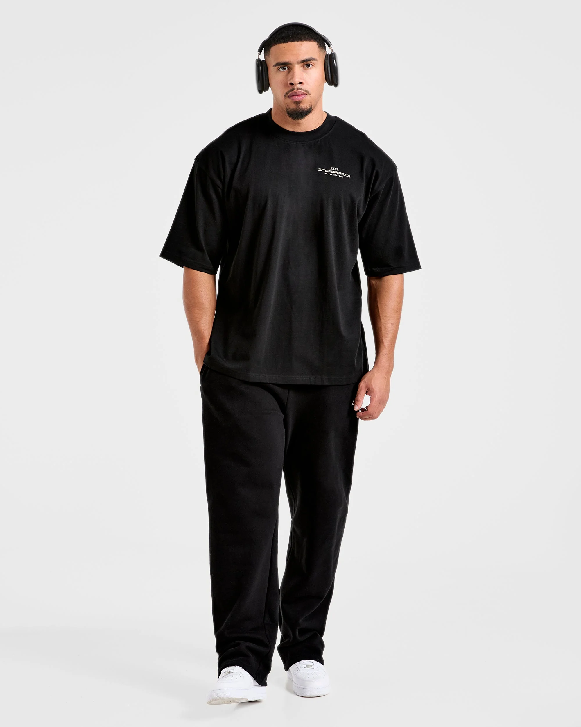 Apex Lifting Essentials Oversized T Shirt - Zwart/Crème - Image 8