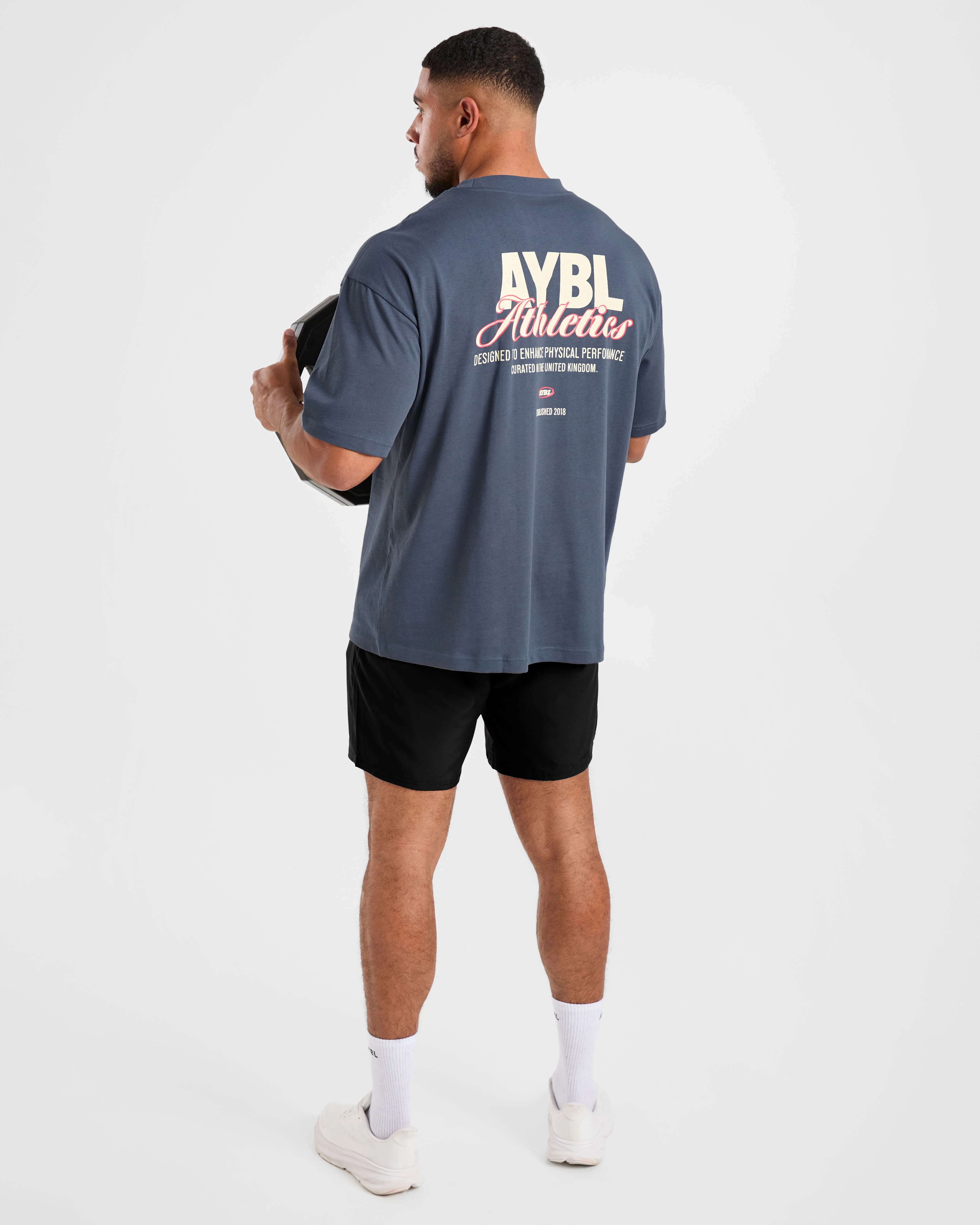 Athletics Script Oversized T Shirt - Vintage Blauw - Image 8