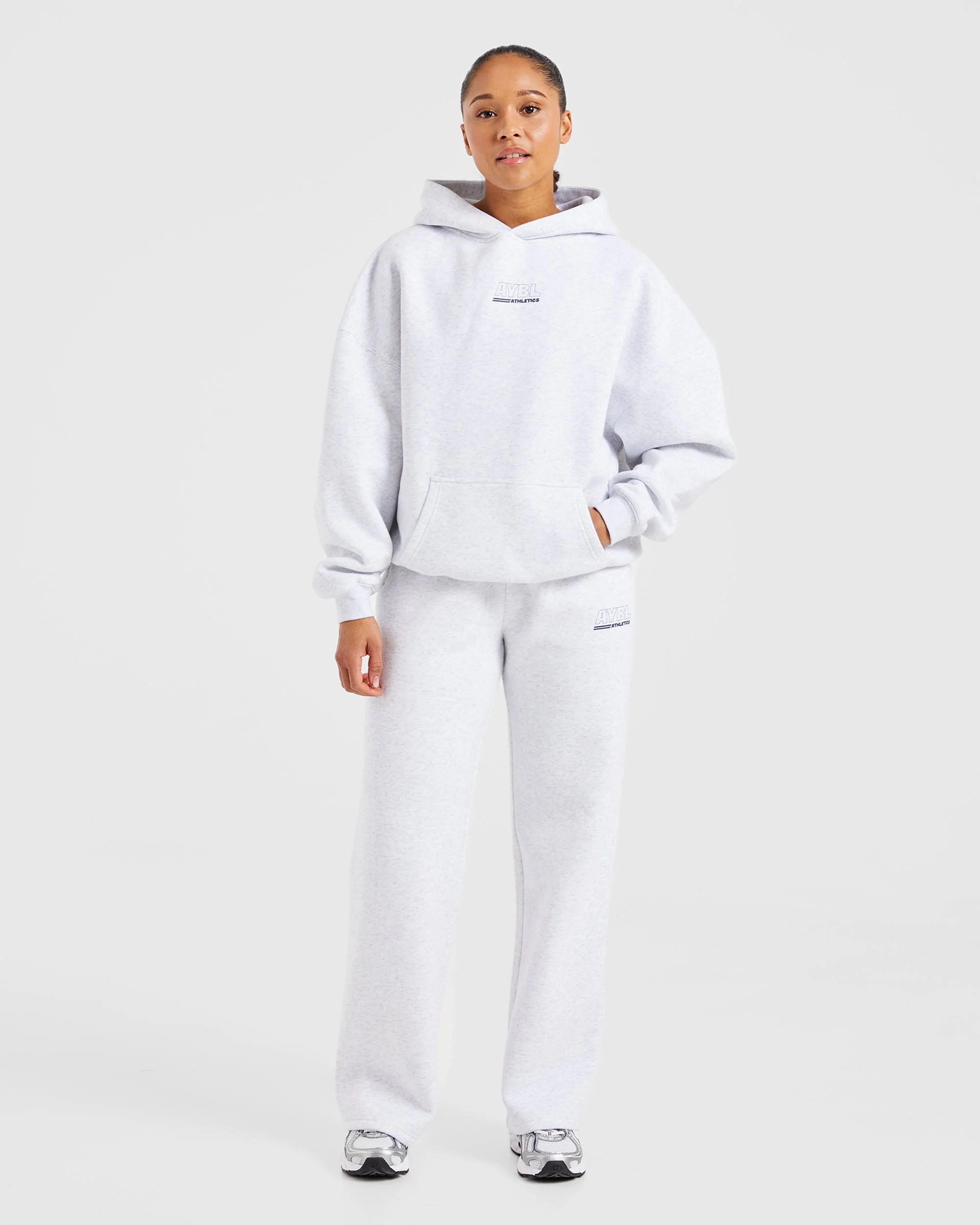 Athletics Track Straight Leg Joggers - Heather Grey/Navy - Image 3