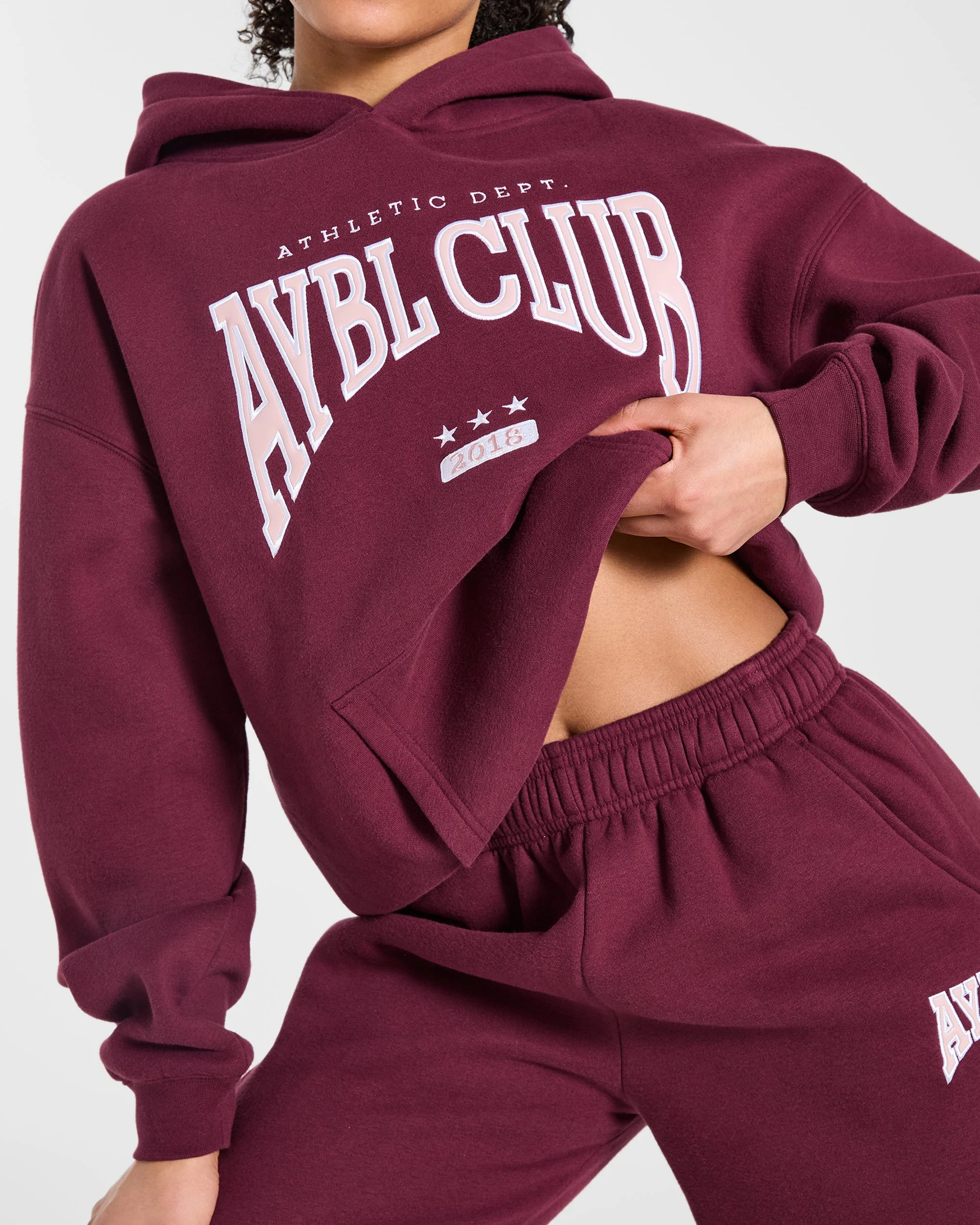 AYBL Club Oversized Hoodie - Burgundy/Roze - Image 6