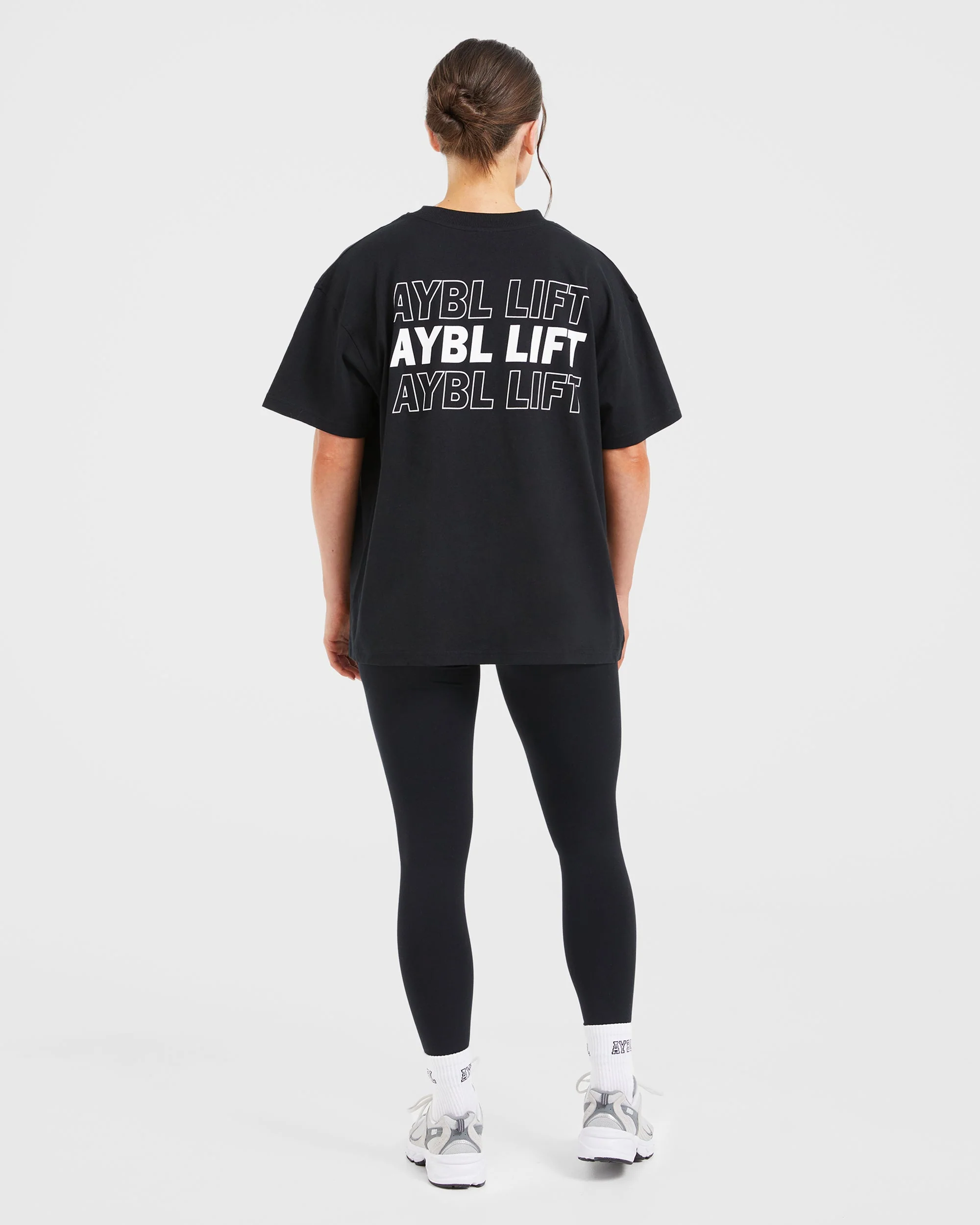 AYBL Lift Italic Oversized T Shirt - Zwart - Image 4