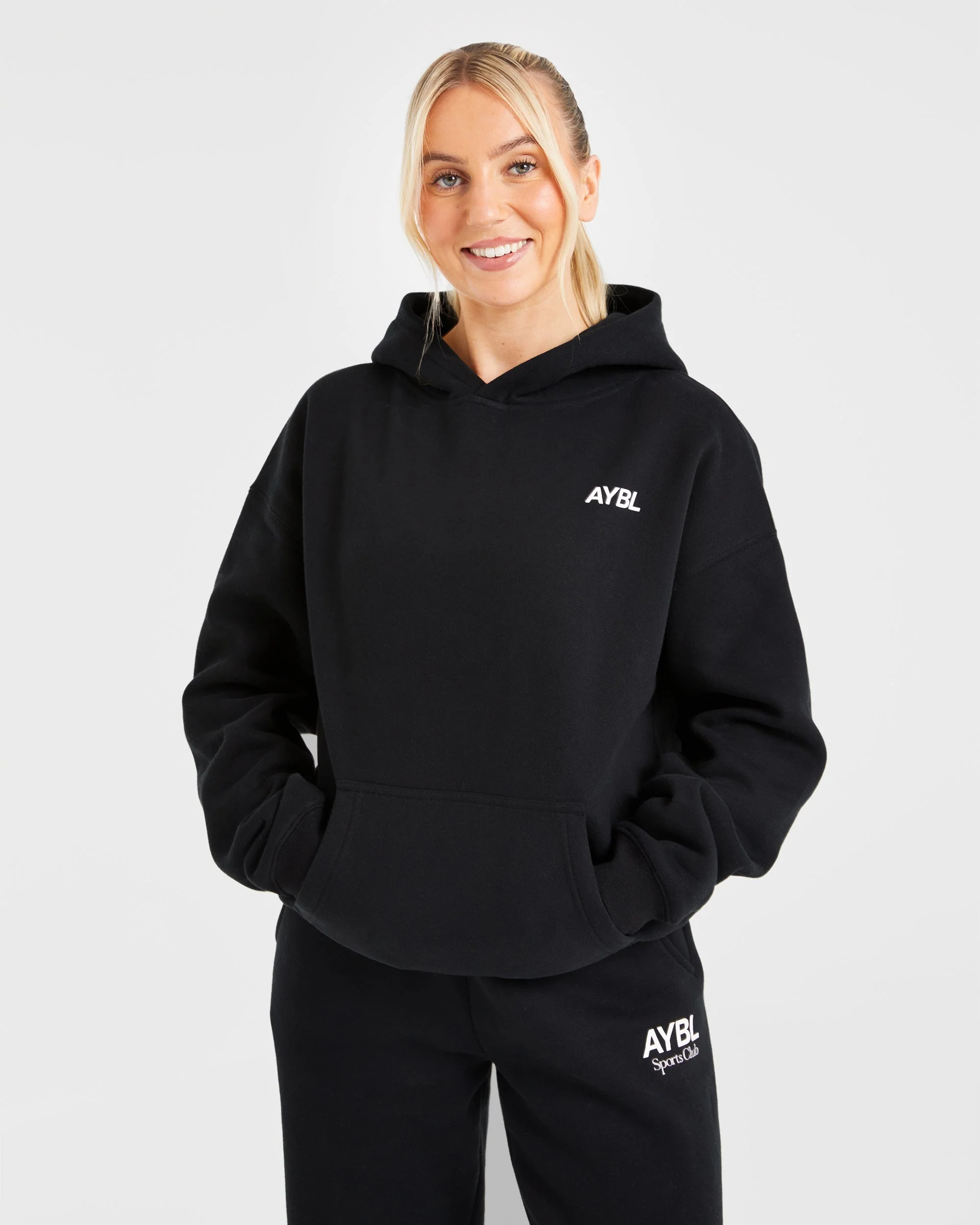 AYBL Sports Club Oversized Hoodie - Zwart/Wit - Image 2