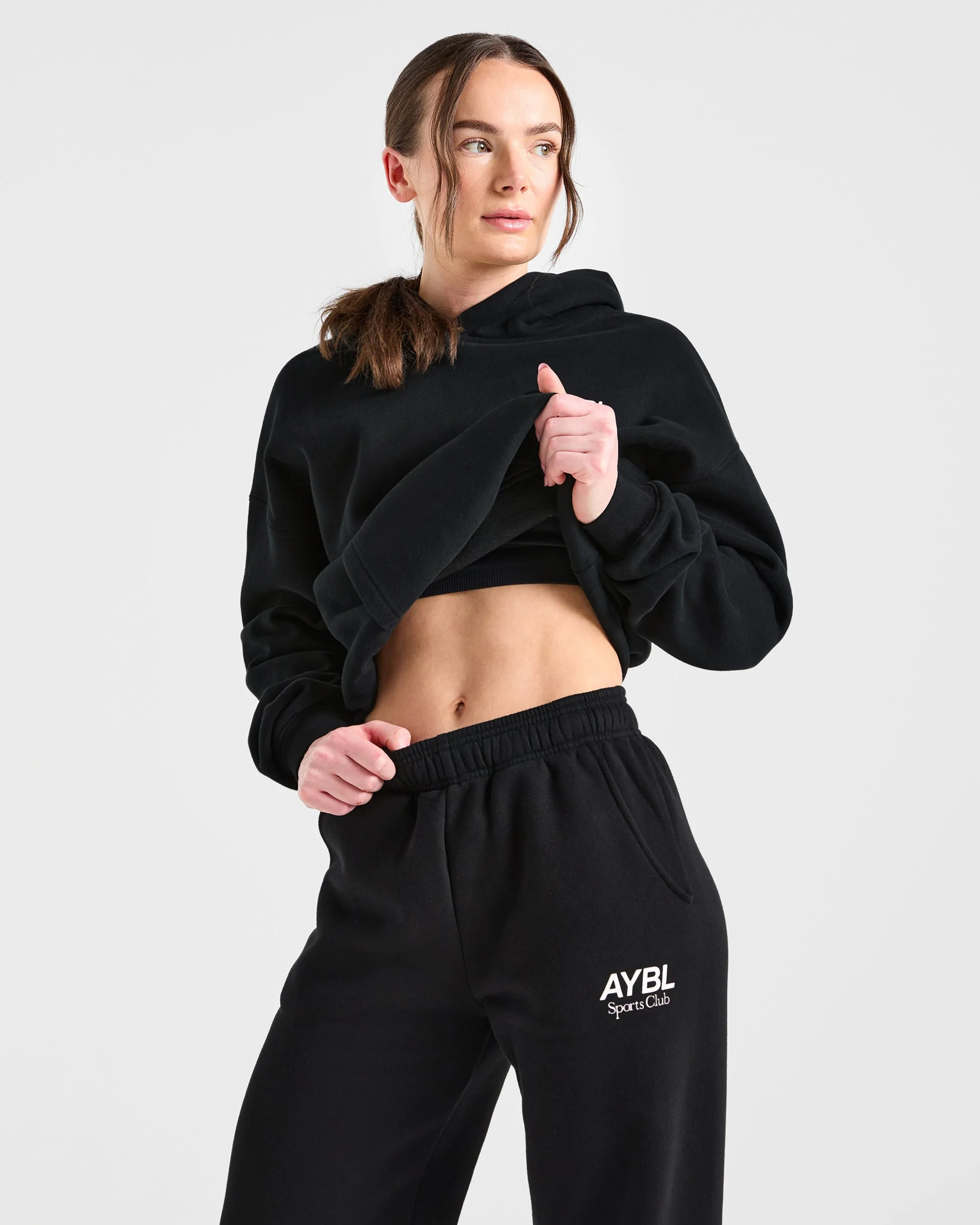 AYBL Sports Club Oversized Straight Leg Joggers -Zwart/Wit - Image 7