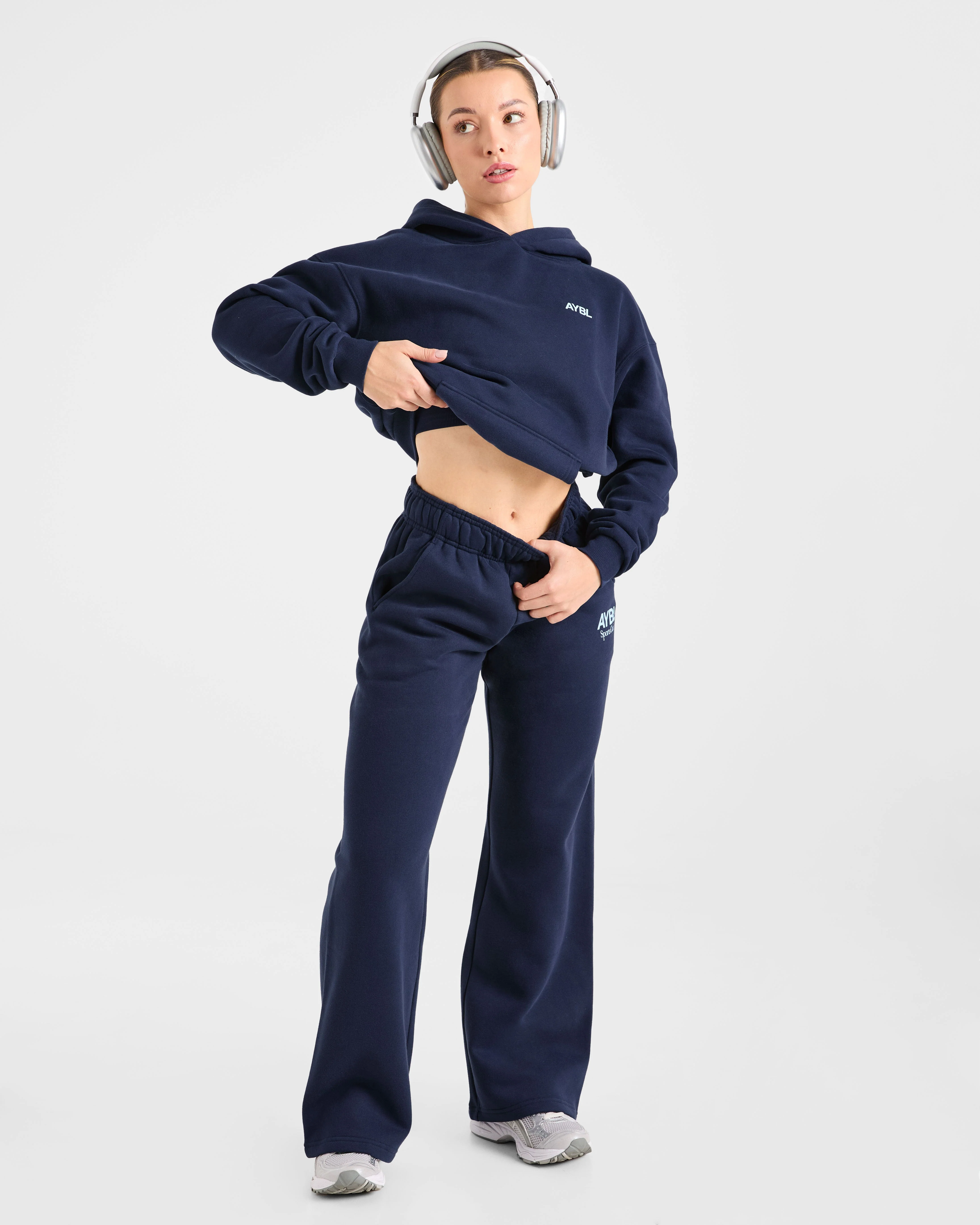 AYBL Sports Club Oversized Straight Leg Joggers - Navy/Blauw - Image 7