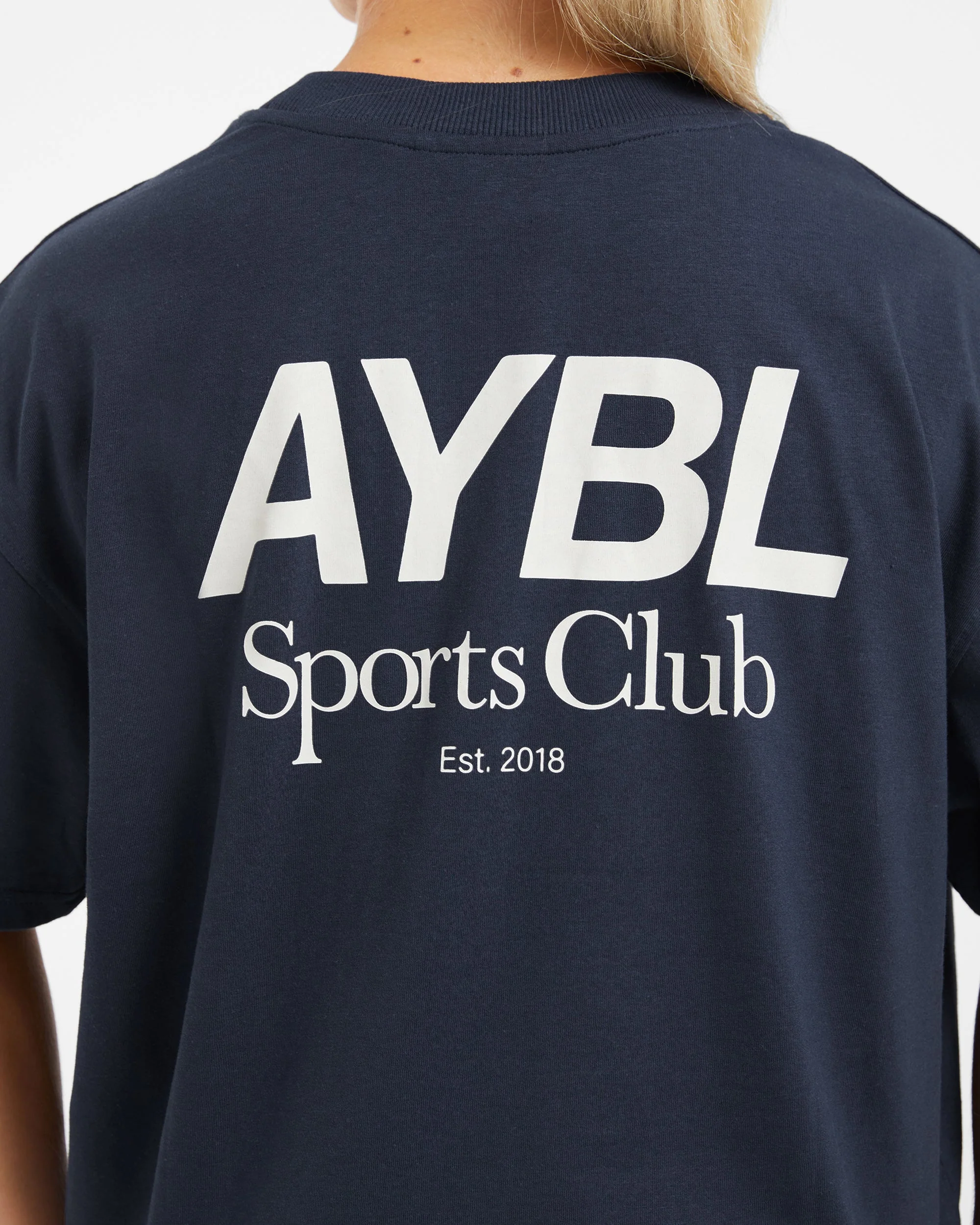AYBL Sports Club Oversized T Shirt - Navy/Off Wit - Image 6