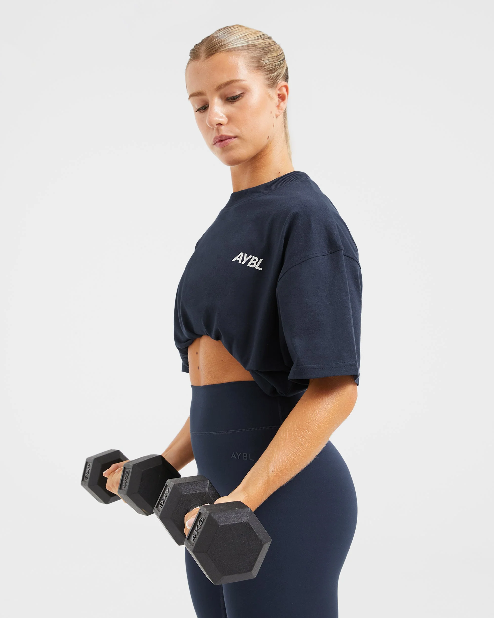 AYBL Sports Club Oversized T Shirt - Navy/Off Wit - Image 8