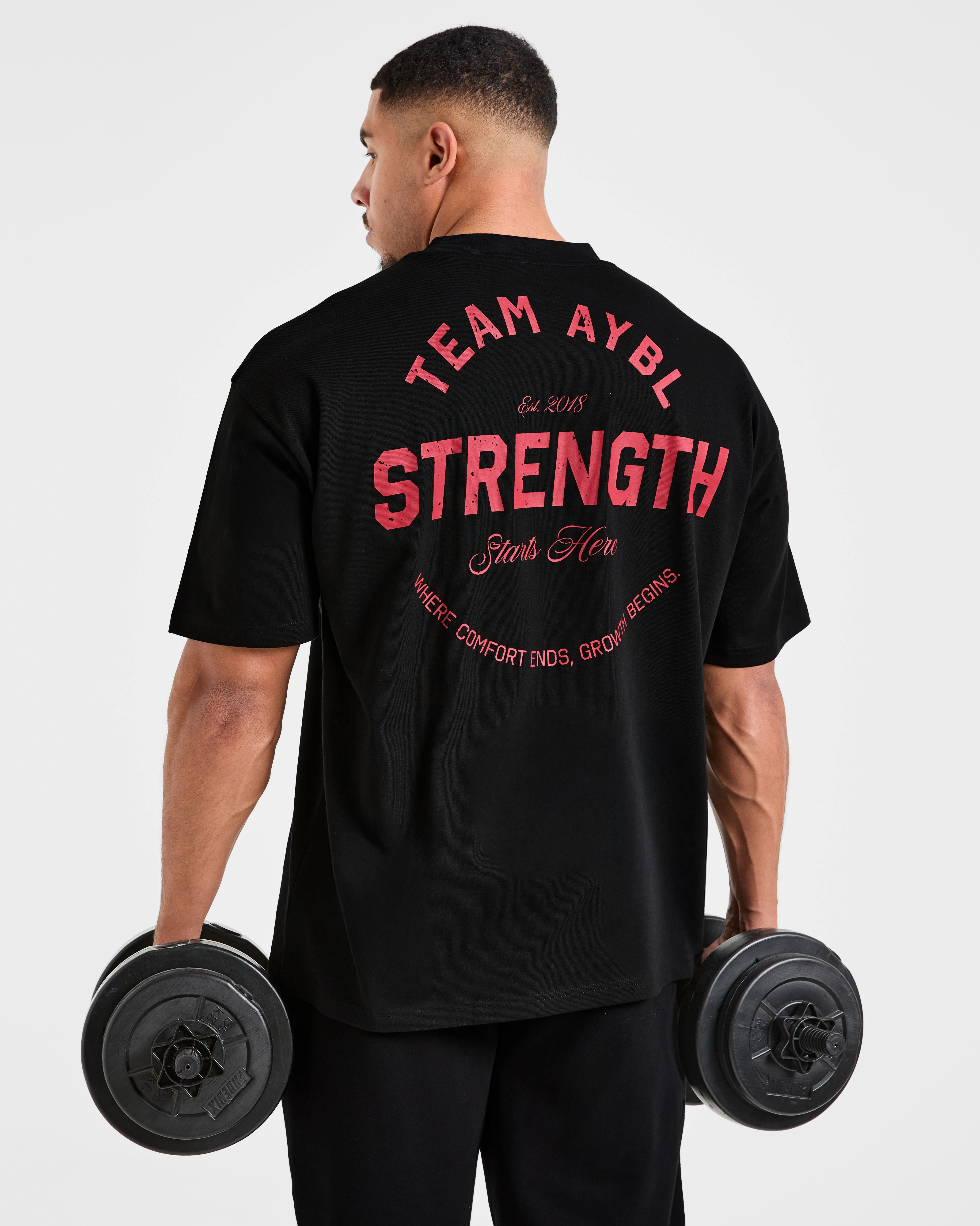 Cam Kissel x Strength Starts Here Oversized T Shirt  - Zwart/Rood - Image 8