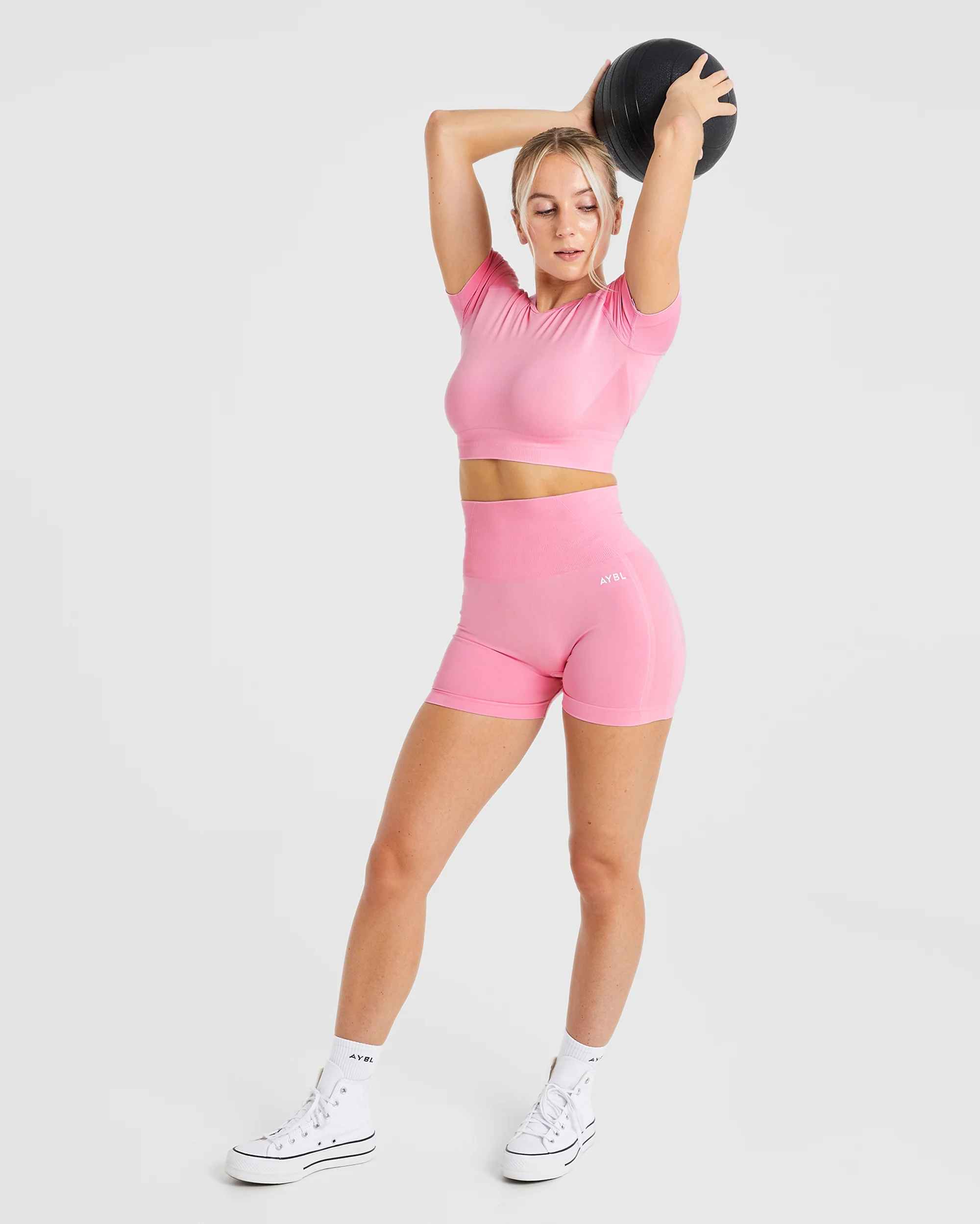 Empower Seamless Crop Top - Baby Roze - Image 7