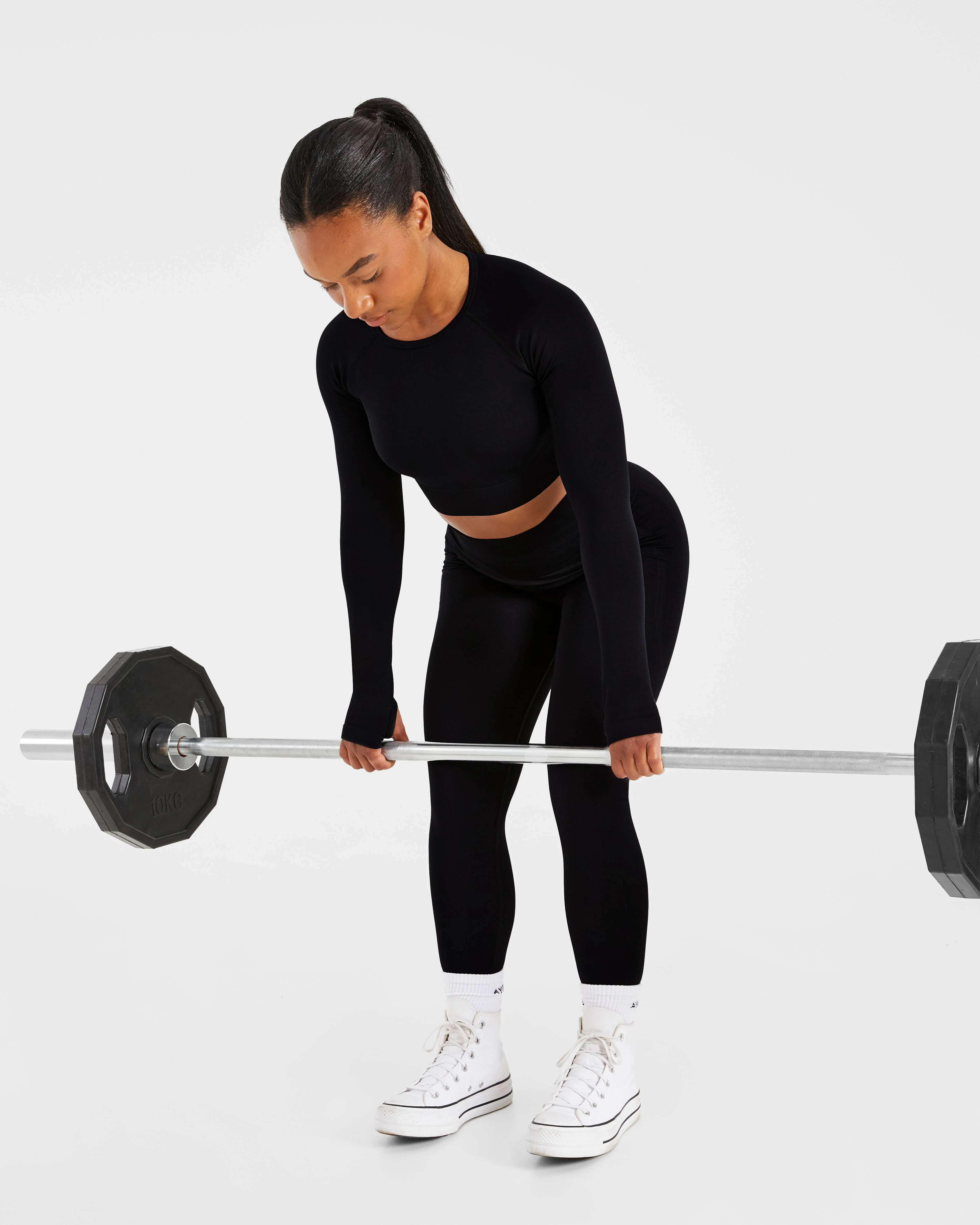 Empower Seamless Long Sleeve Crop Top - Zwart - Image 7