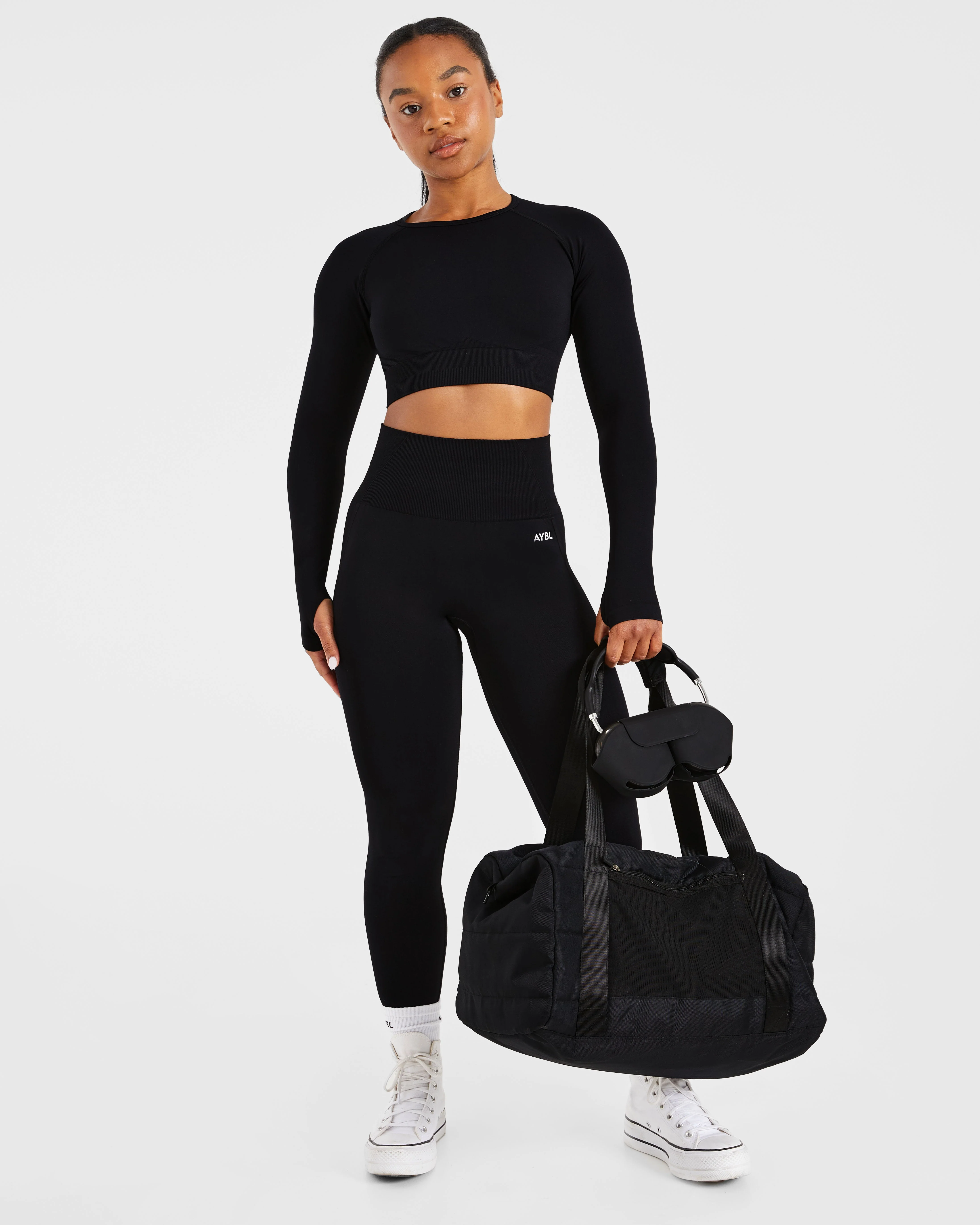 Empower Seamless Long Sleeve Crop Top - Zwart - Image 8
