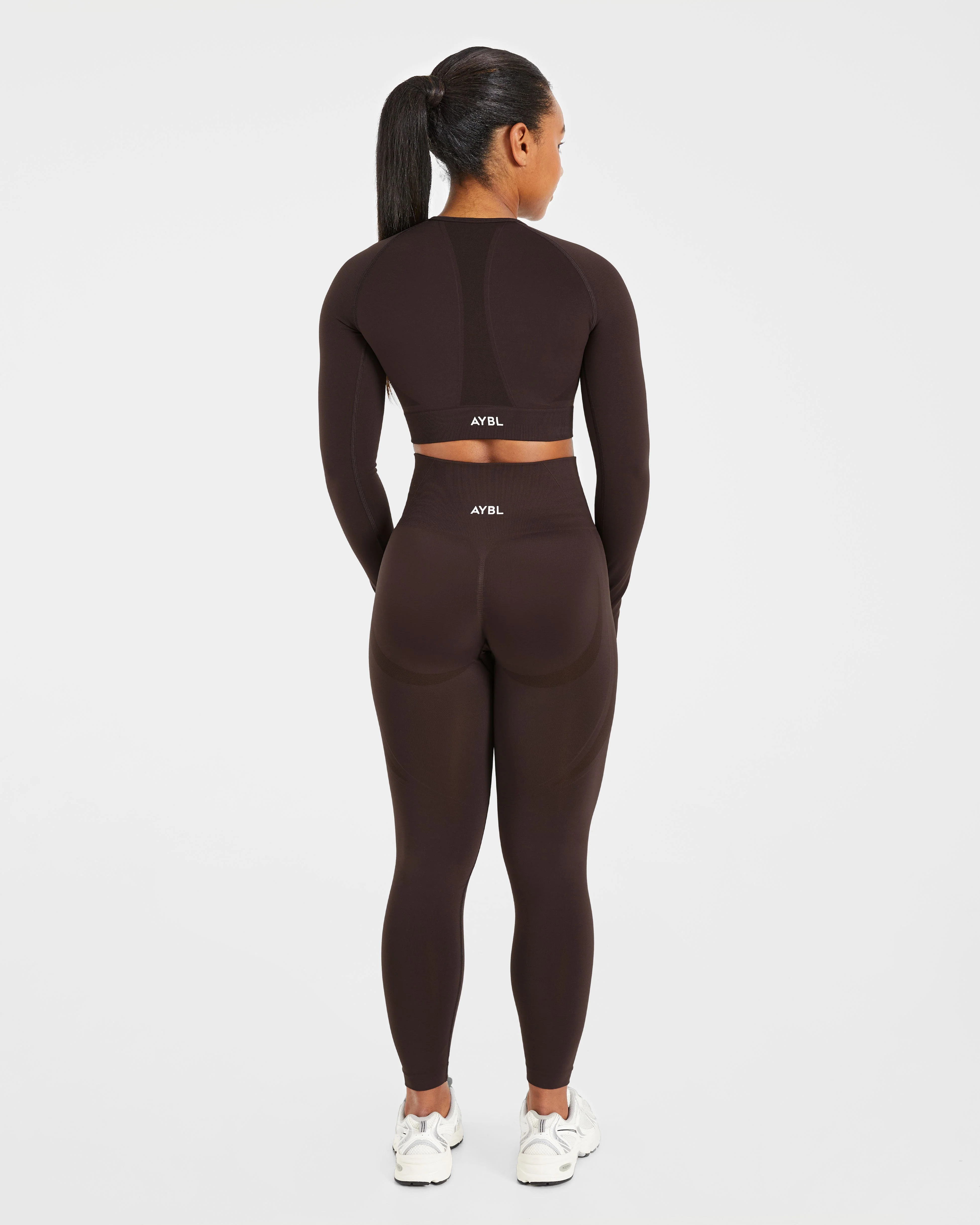 Empower Seamless Long Sleeve Crop Top - Cocoa Bruin - Image 4