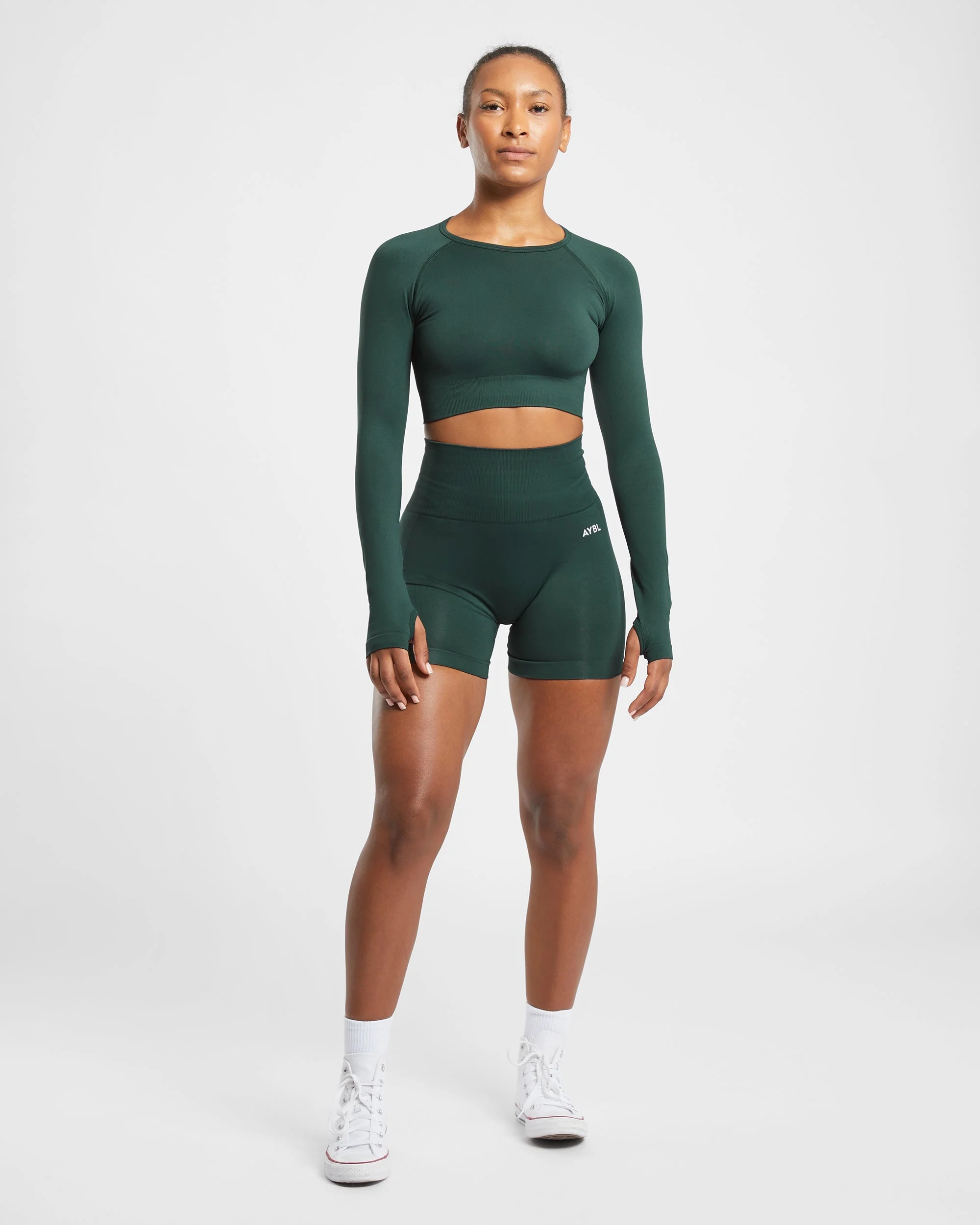 Empower Seamless Long Sleeve Crop Top - Dark Groen - Image 11
