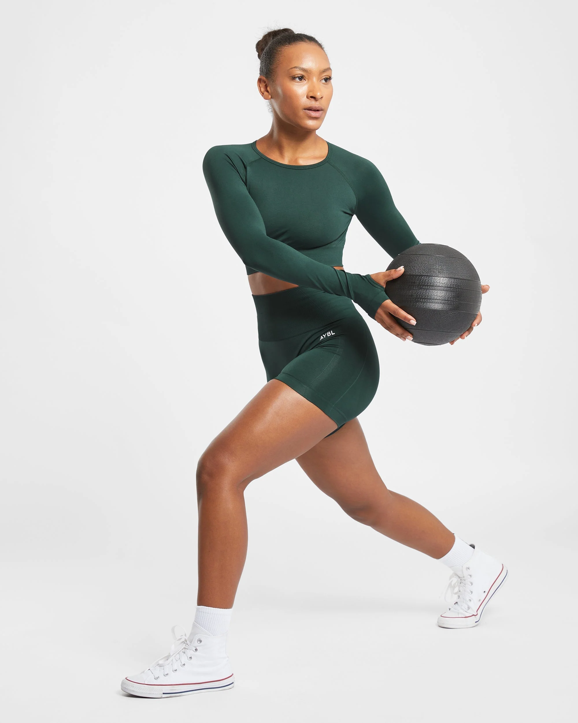 Empower Seamless Long Sleeve Crop Top - Dark Groen - Image 16
