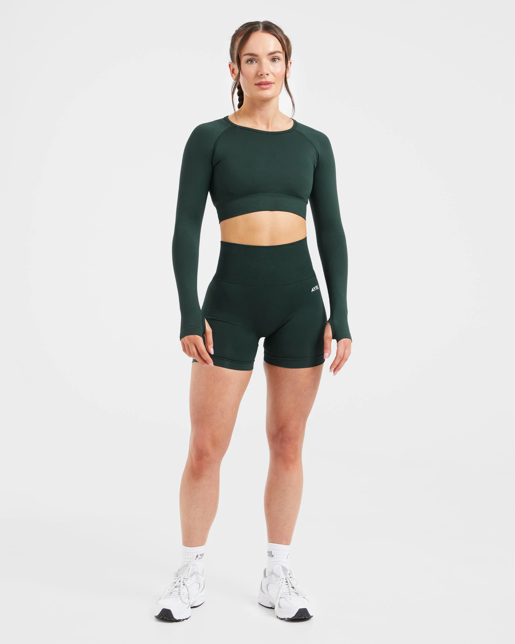 Empower Seamless Long Sleeve Crop Top - Dark Groen - Image 3