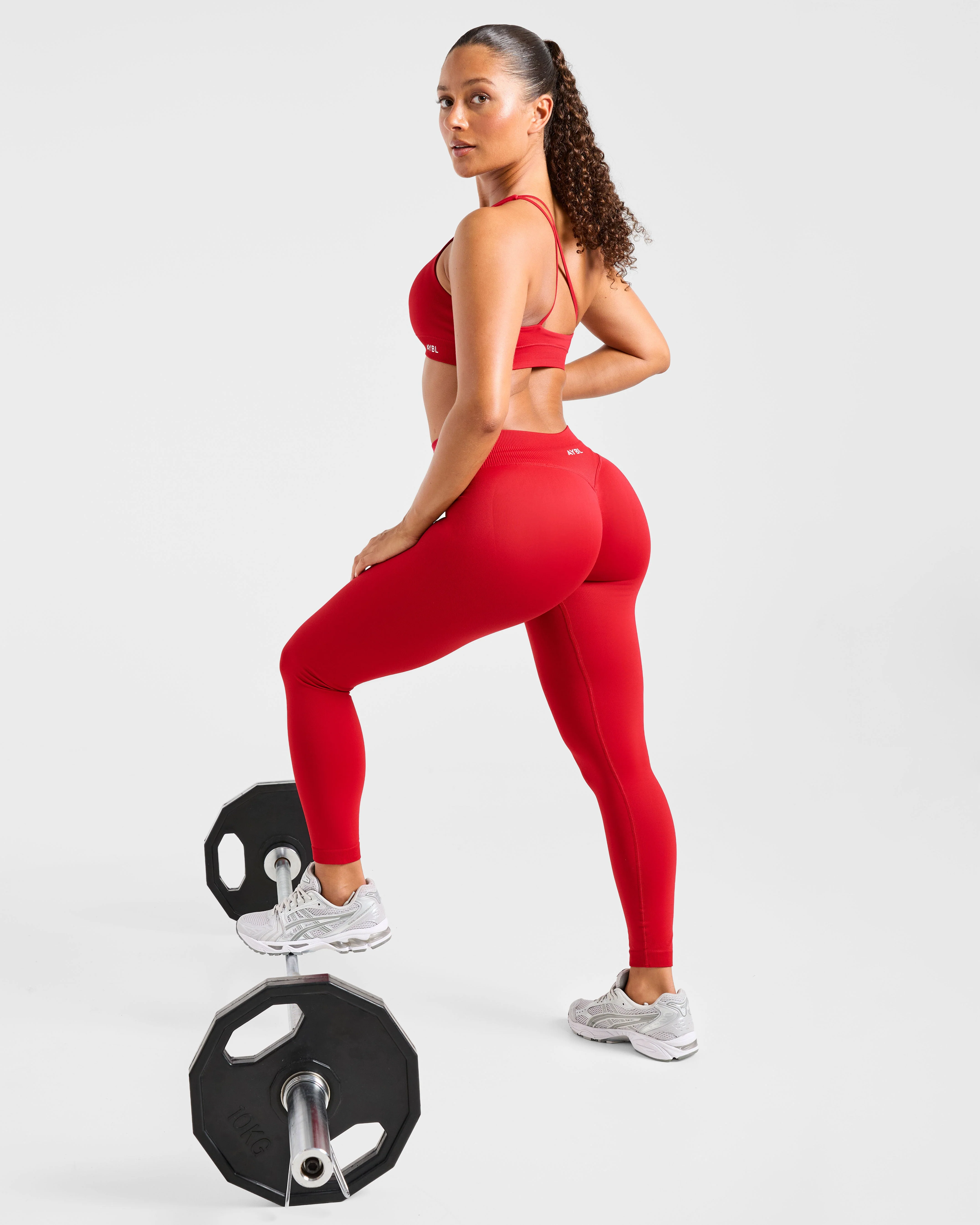 Enhance Seamless One Shoulder Sports Bra - Rood - Image 8