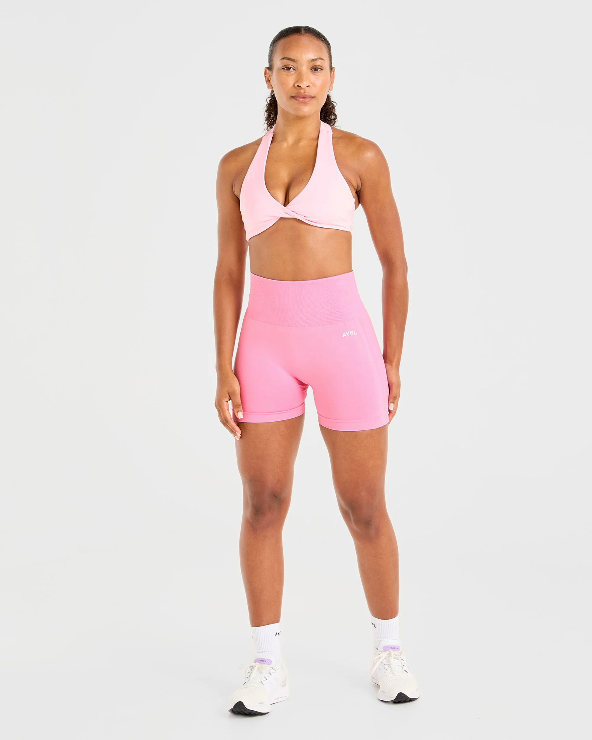 Essential Halterneck Sports Bra - Baby Roze - Image 3