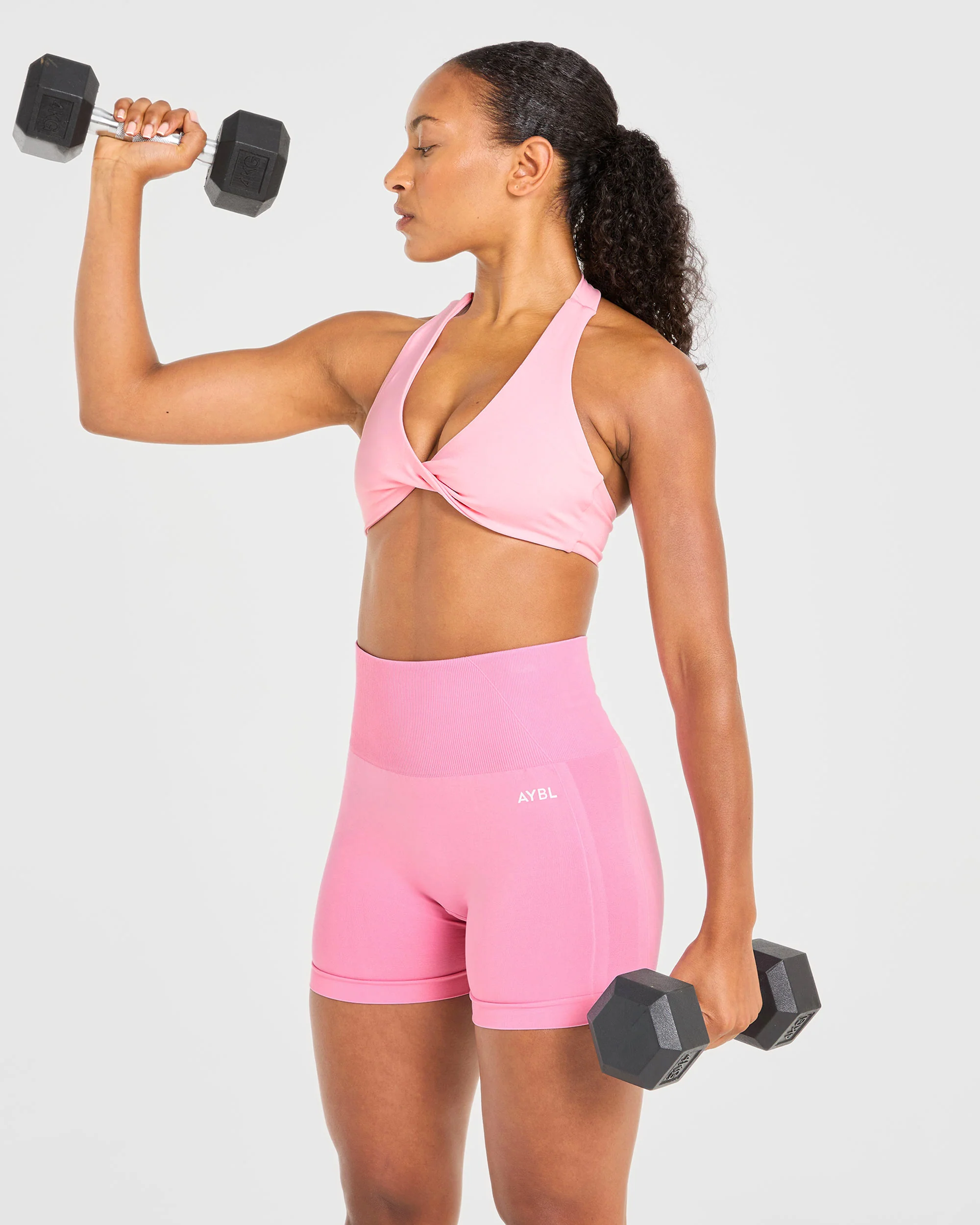 Essential Halterneck Sports Bra - Baby Roze - Image 8