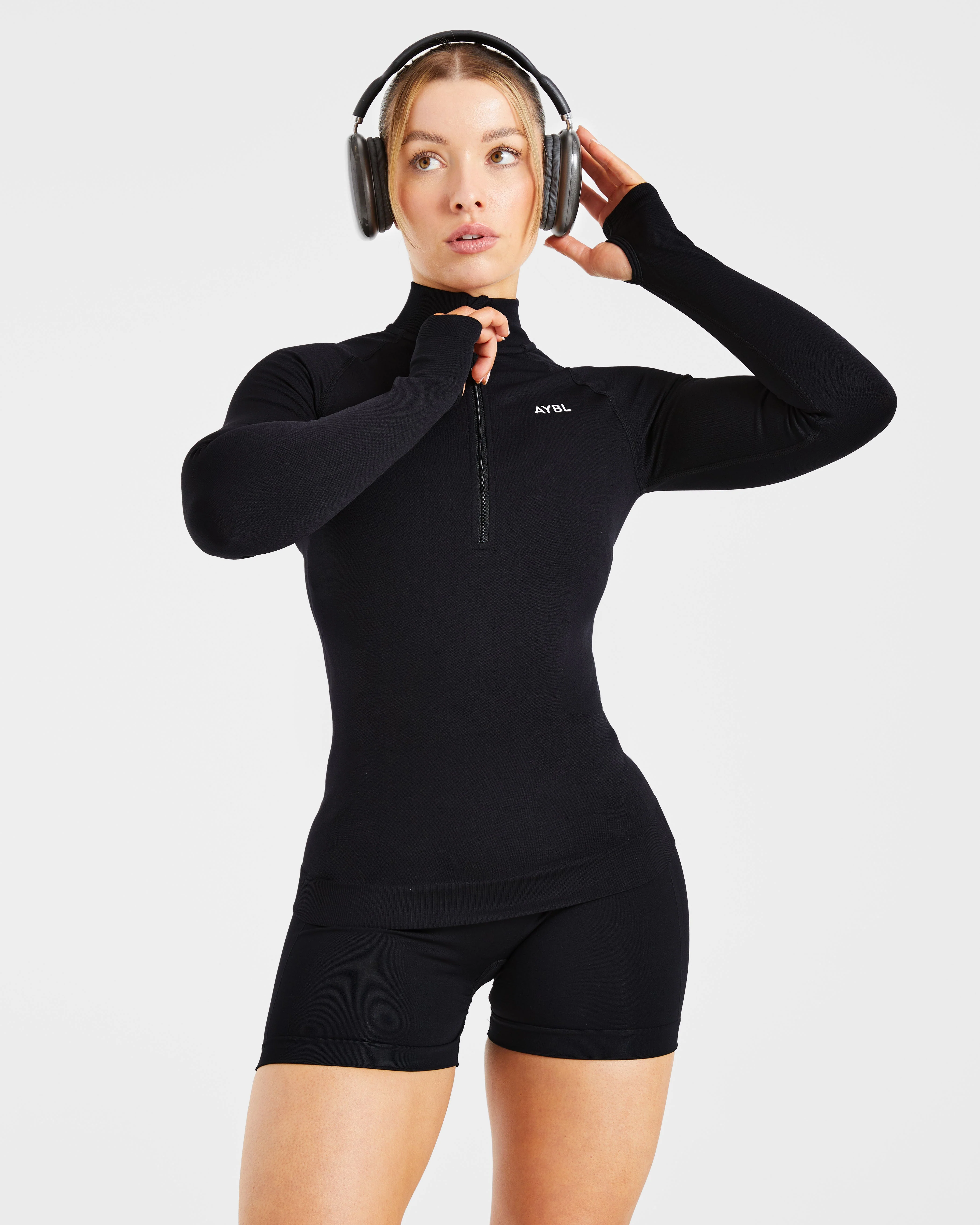 Essential Seamless 1/2 Zip Pullover - Zwart - Image 8