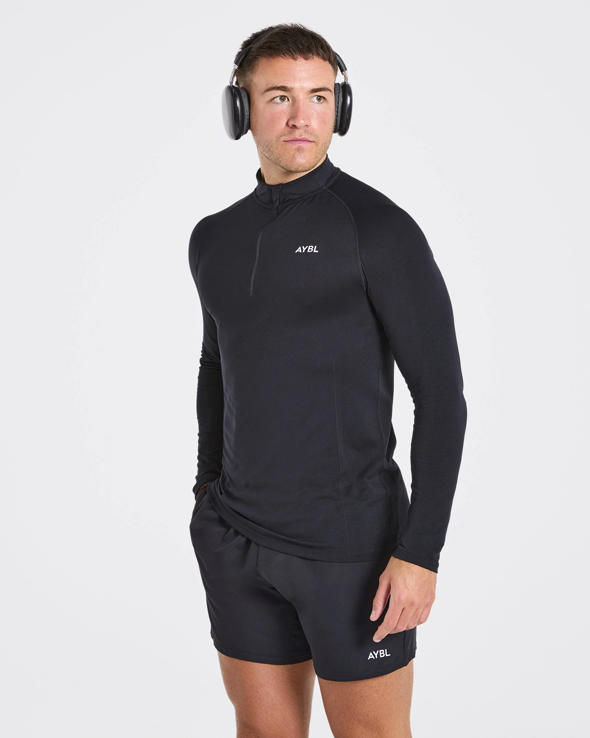 Essential Seamless 1/4 Zip Pullover - Zwart - Image 8