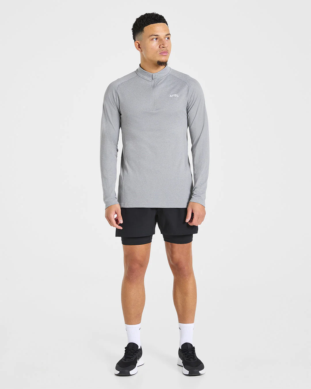 Essential Seamless 1/4 Zip Pullover - Grijs Marl - Image 3