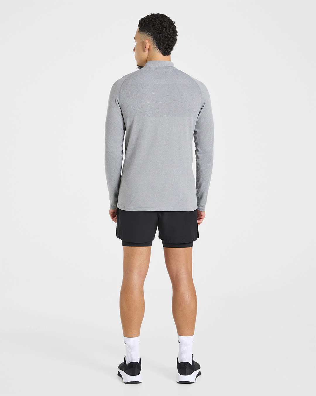 Essential Seamless 1/4 Zip Pullover - Grijs Marl - Image 4