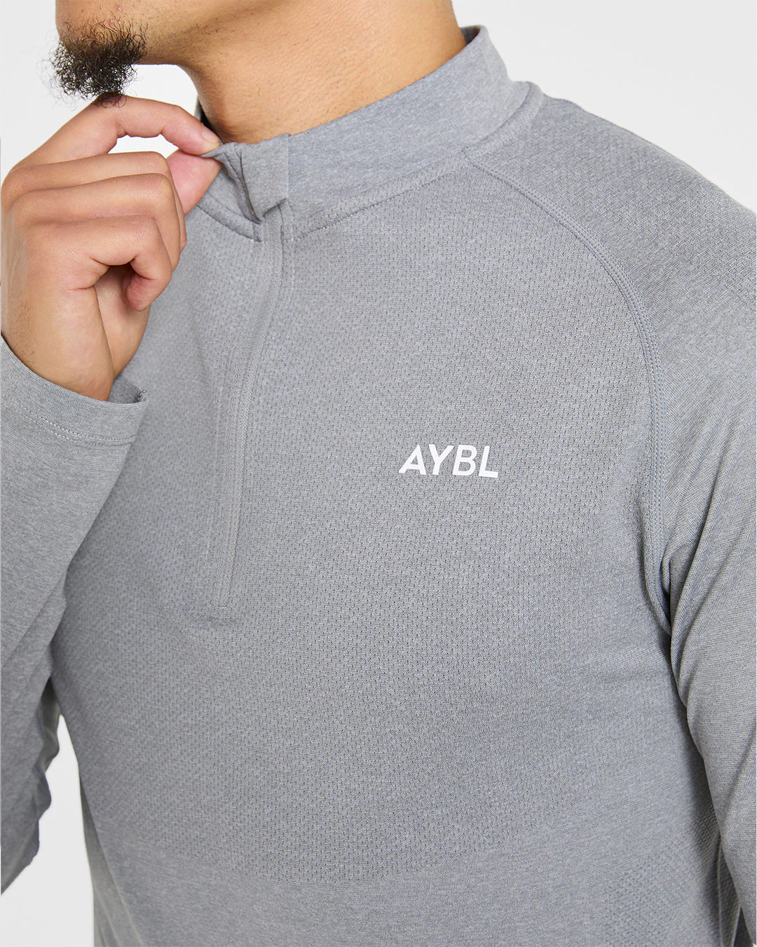 Essential Seamless 1/4 Zip Pullover - Grijs Marl - Image 6