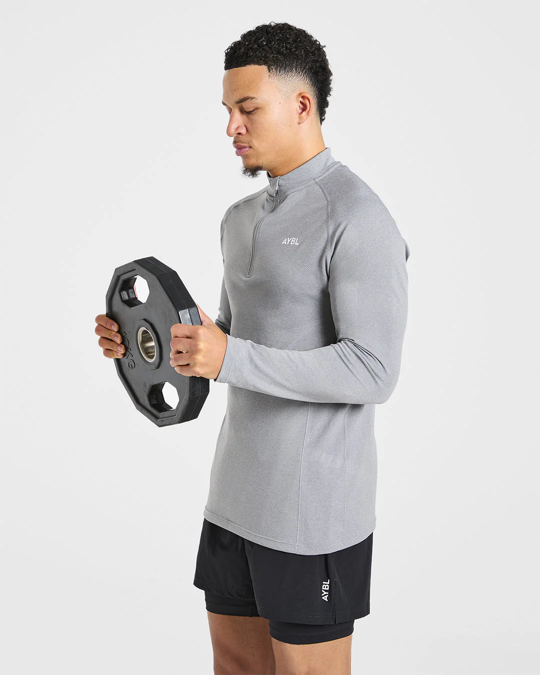 Essential Seamless 1/4 Zip Pullover - Grijs Marl - Image 7