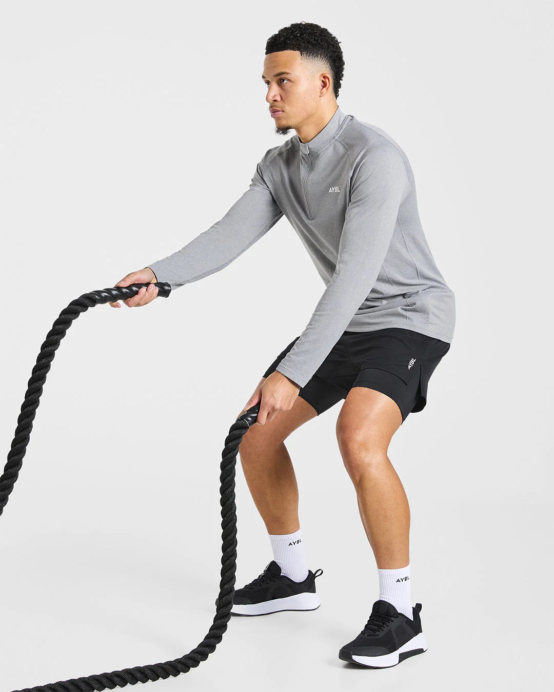 Essential Seamless 1/4 Zip Pullover - Grijs Marl - Image 8