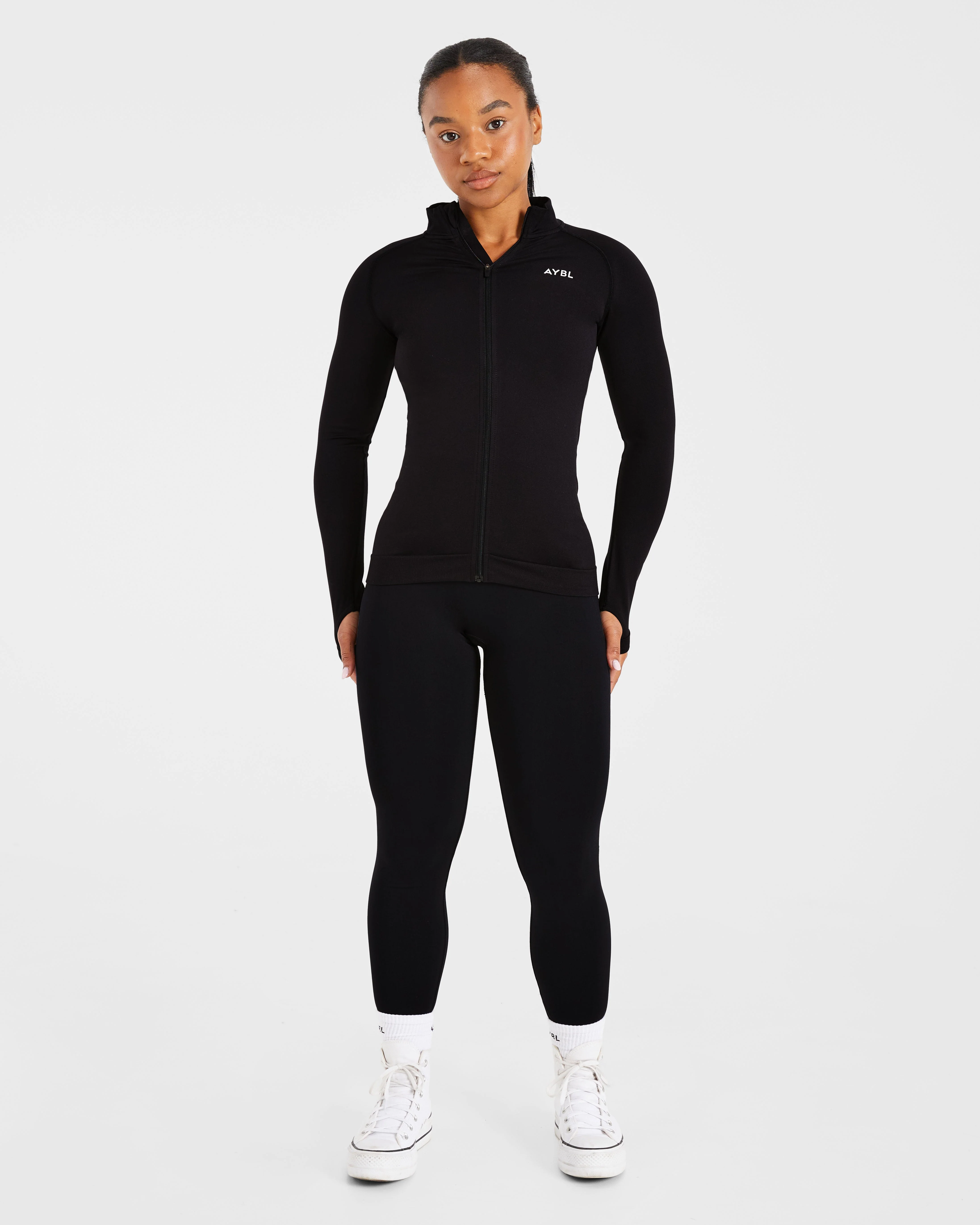 Essential Seamless Zip Jacket - Zwart - Image 3
