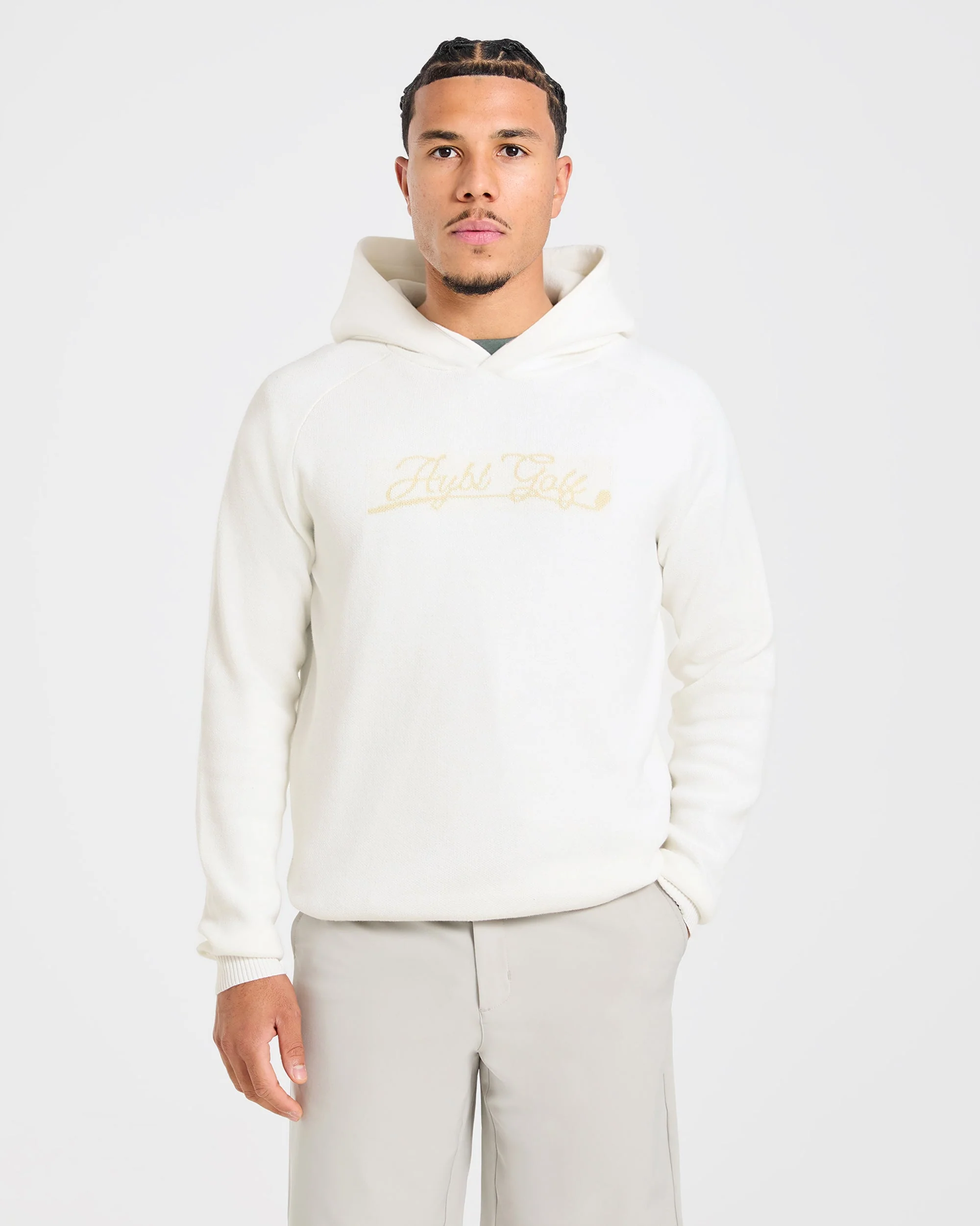 Golf Club Knitted Hoodie - Off Wit