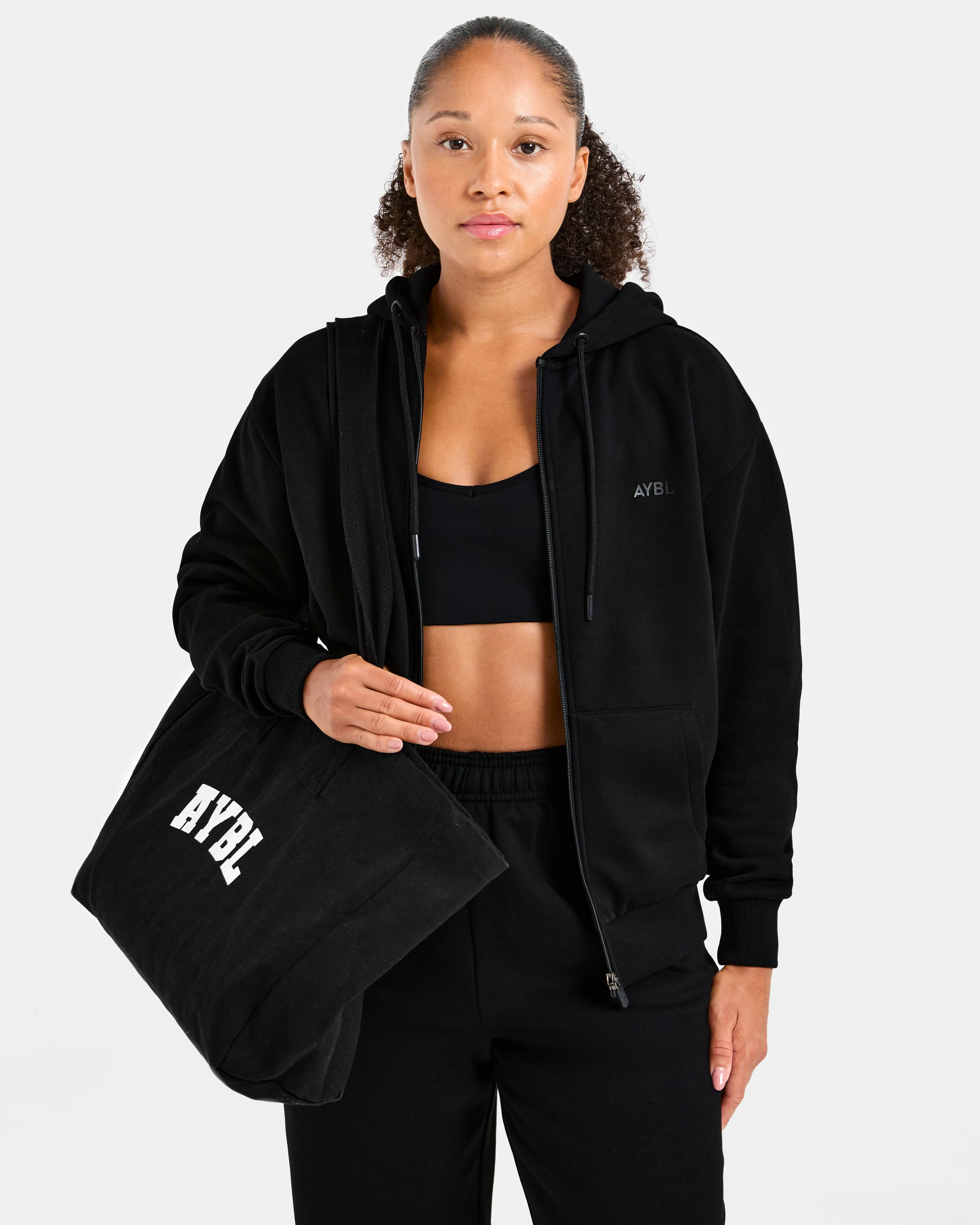 Lifestyle Oversized Zip Up Hoodie - Zwart - Image 8