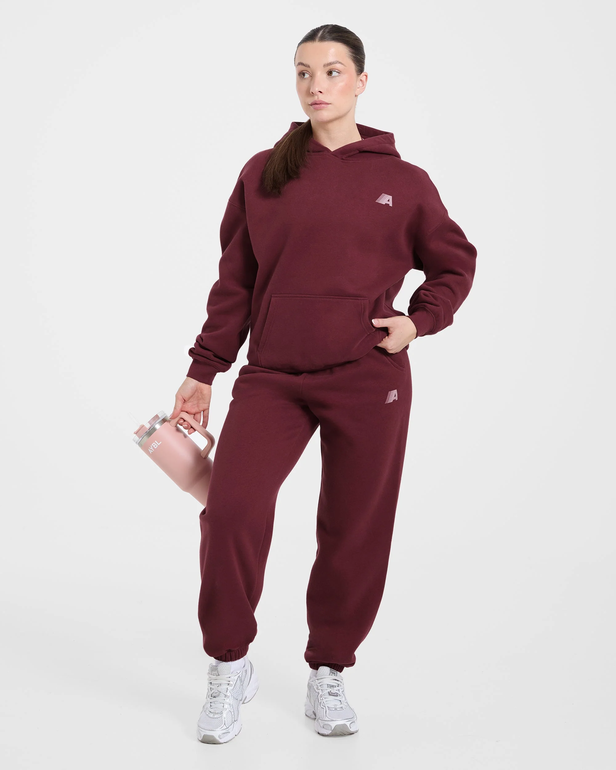 Retro Athletics Oversized Joggers - Deep Raspberry/Roze - Image 7