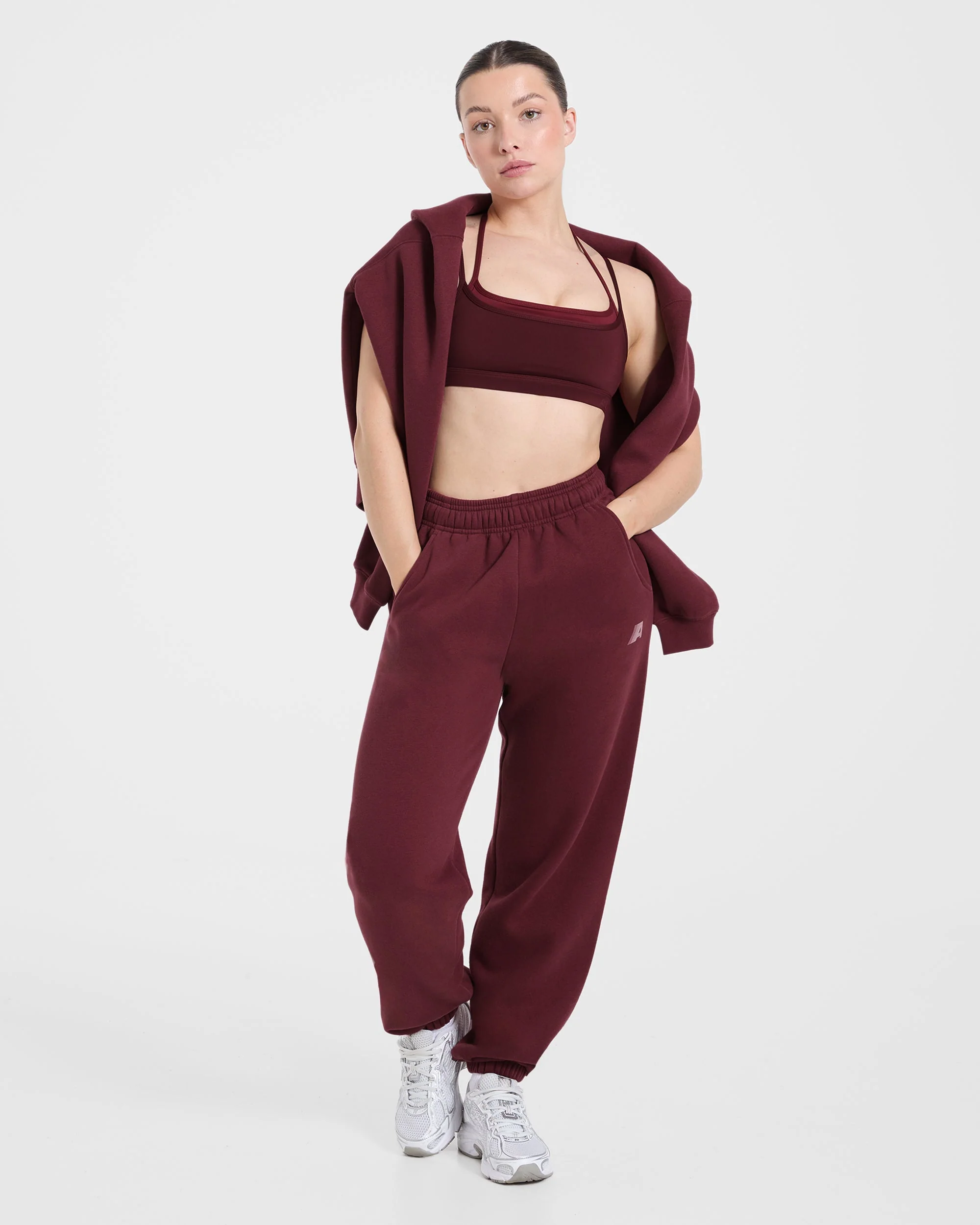 Retro Athletics Oversized Joggers - Deep Raspberry/Roze - Image 8