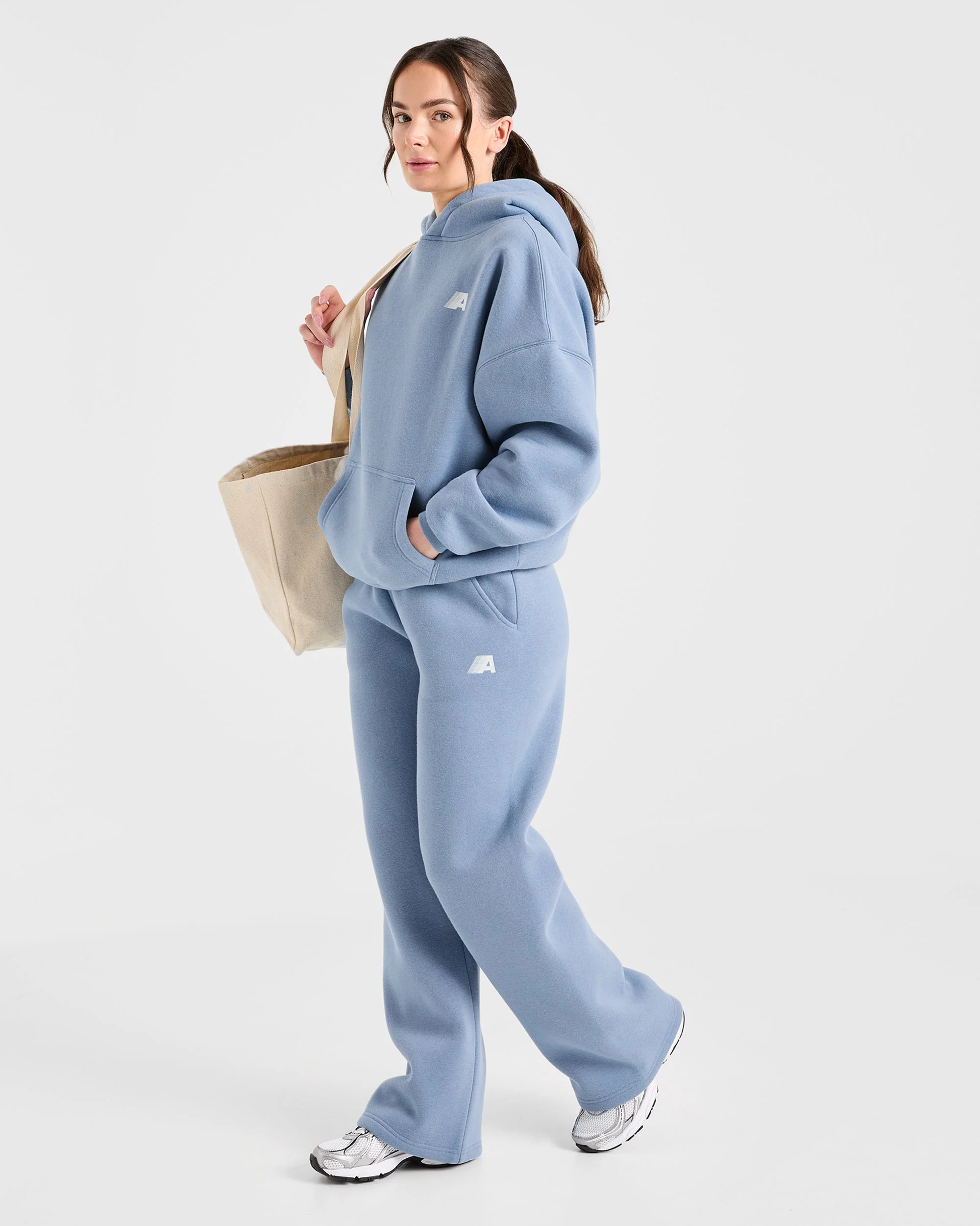 Retro Athletics Oversized Straight Leg Joggers - Vintage Blauw - Image 7