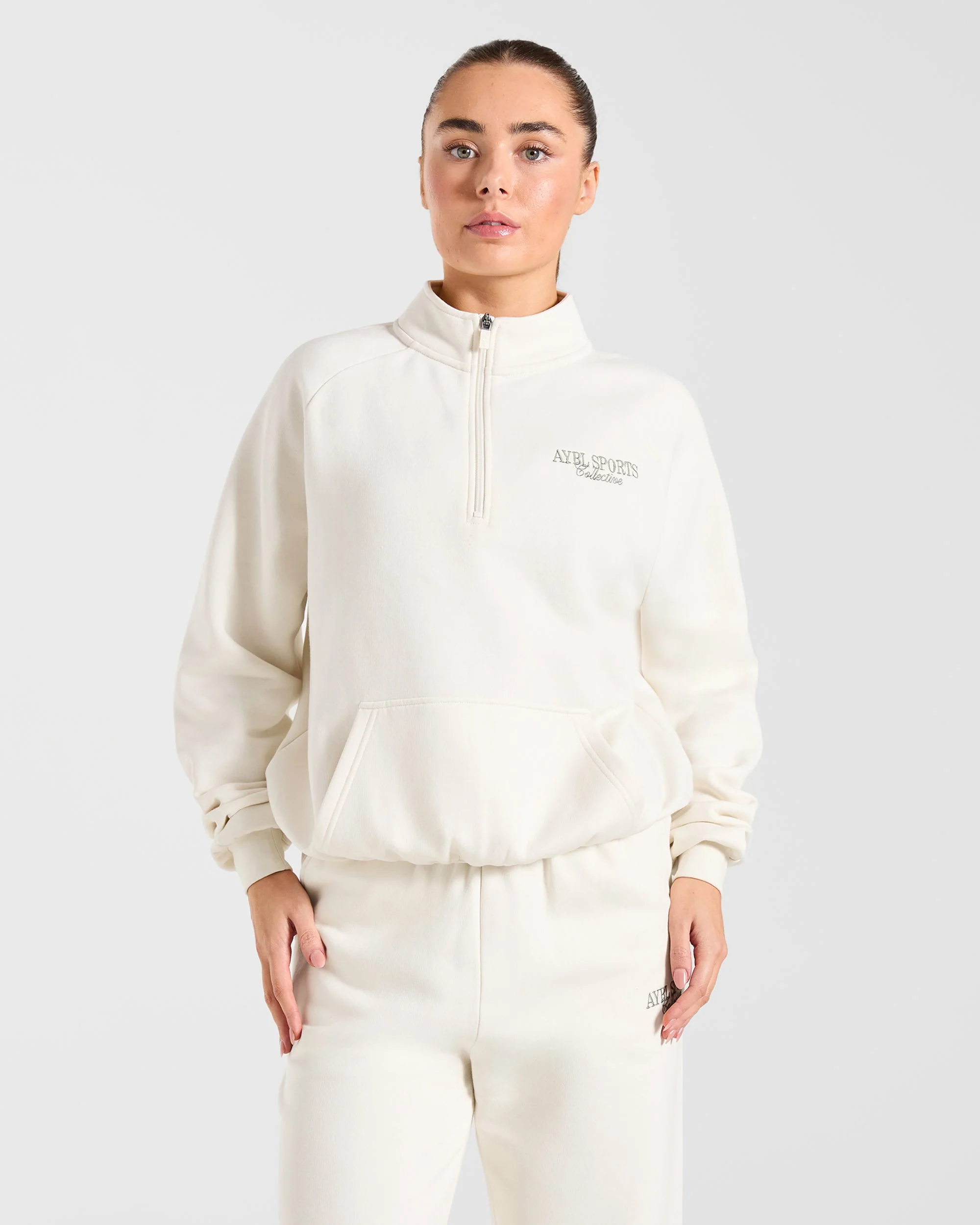 Sports Collective Oversized 1/4 Zip Pullover - Off Wit/Groen - Image 2