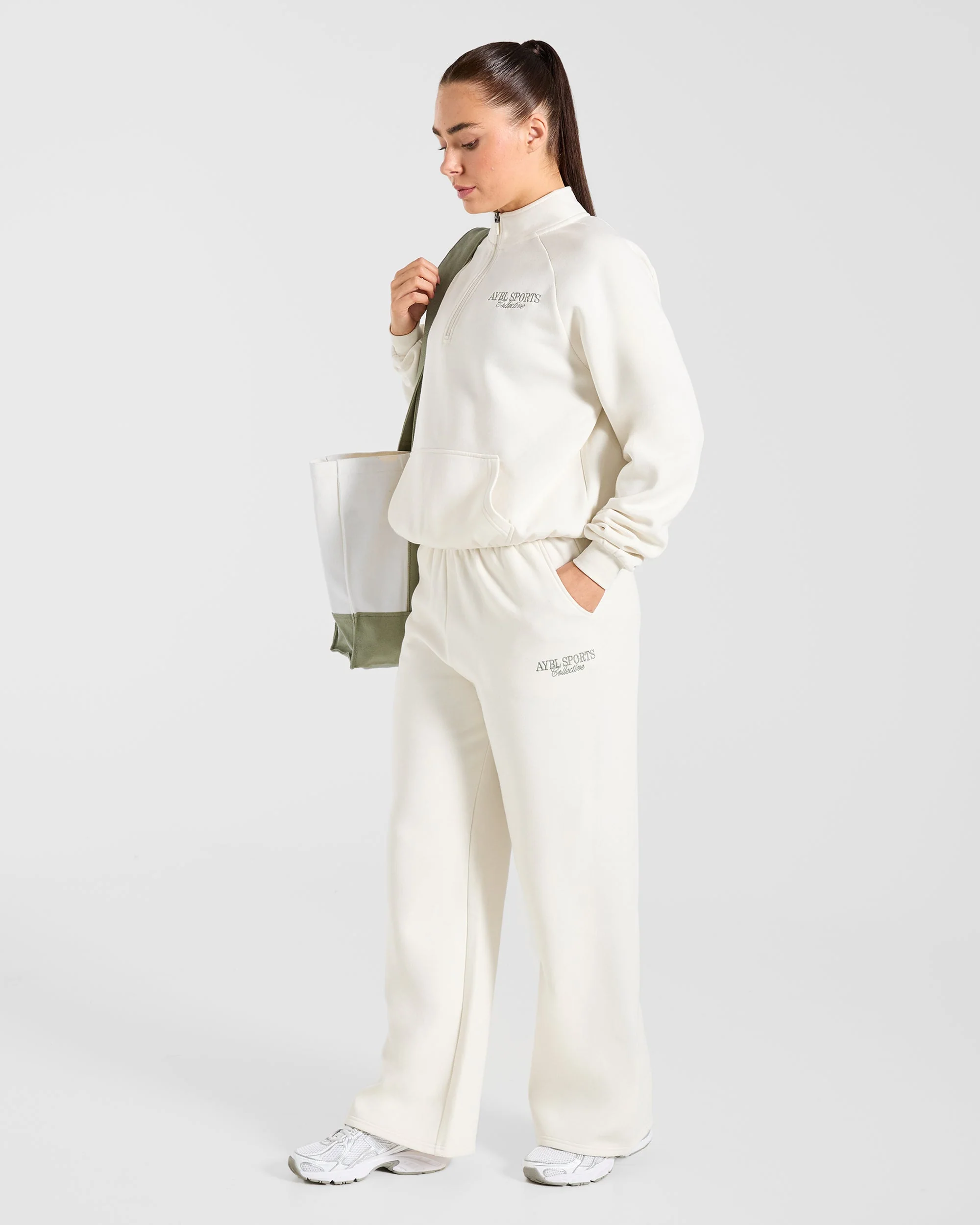 Sports Collective Oversized 1/4 Zip Pullover - Off Wit/Groen - Image 8