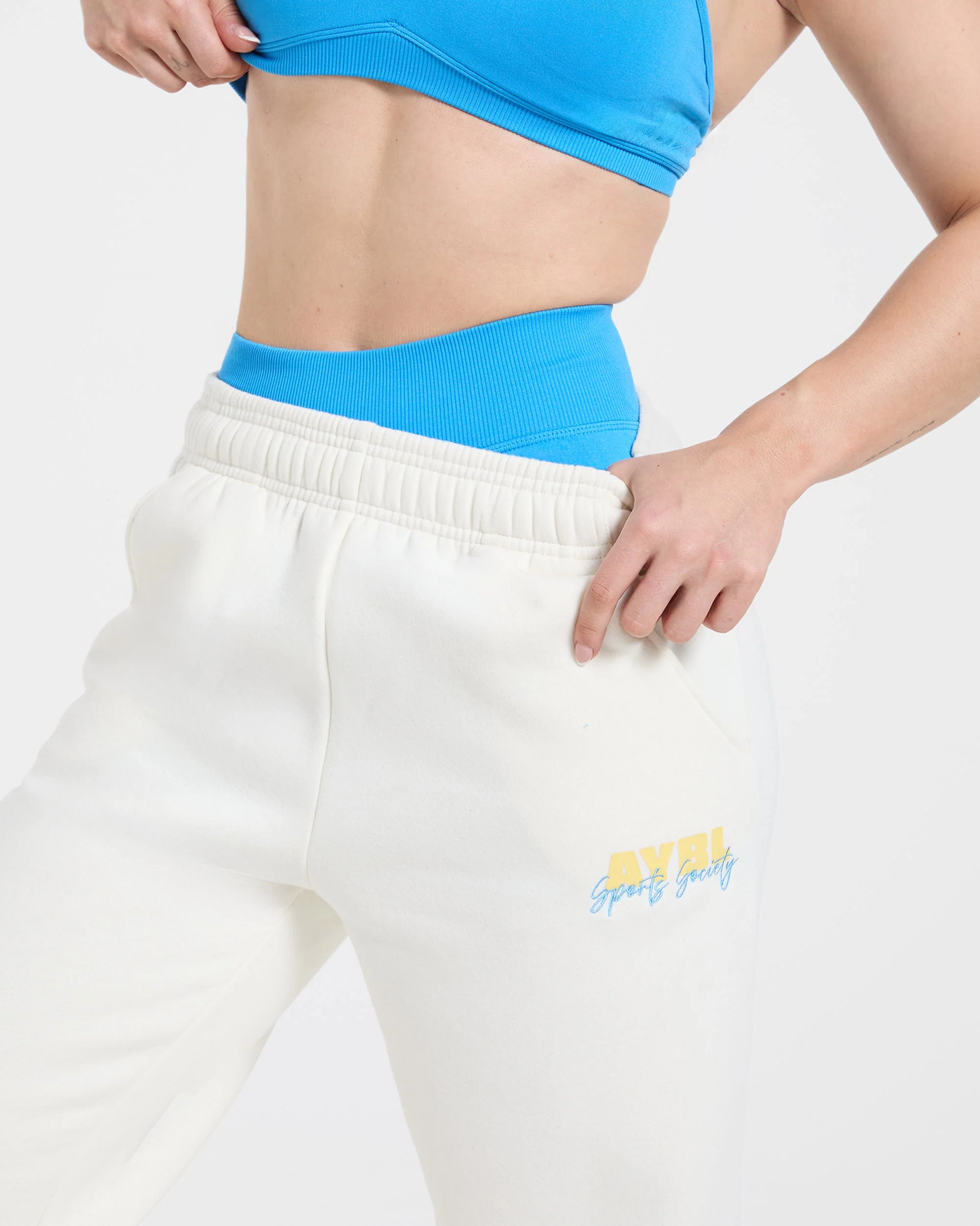 Sports Society Oversized Straight Leg Joggers - Off Wit - Image 7