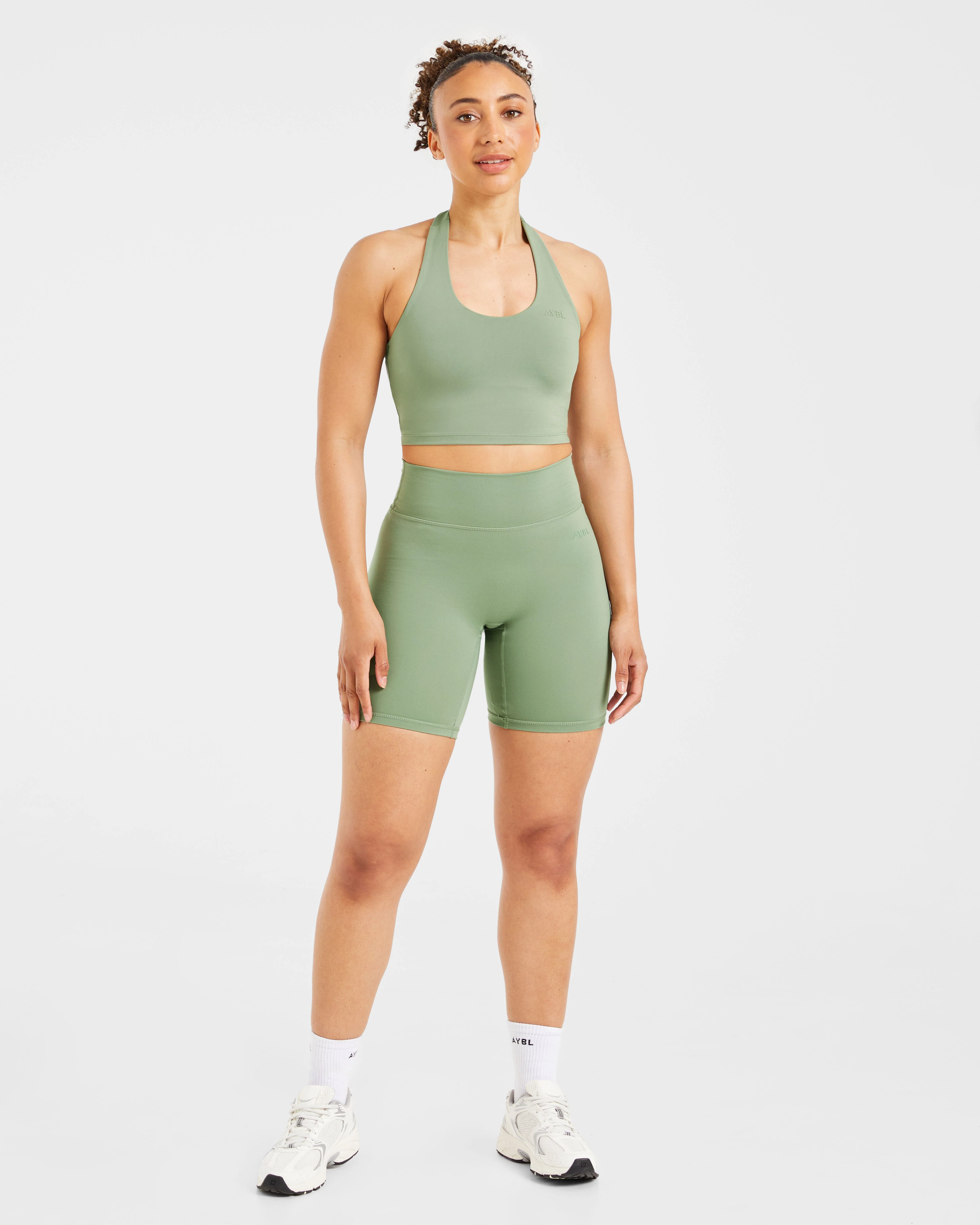 Staple Halterneck Crop Top - Olive Groen - Image 3