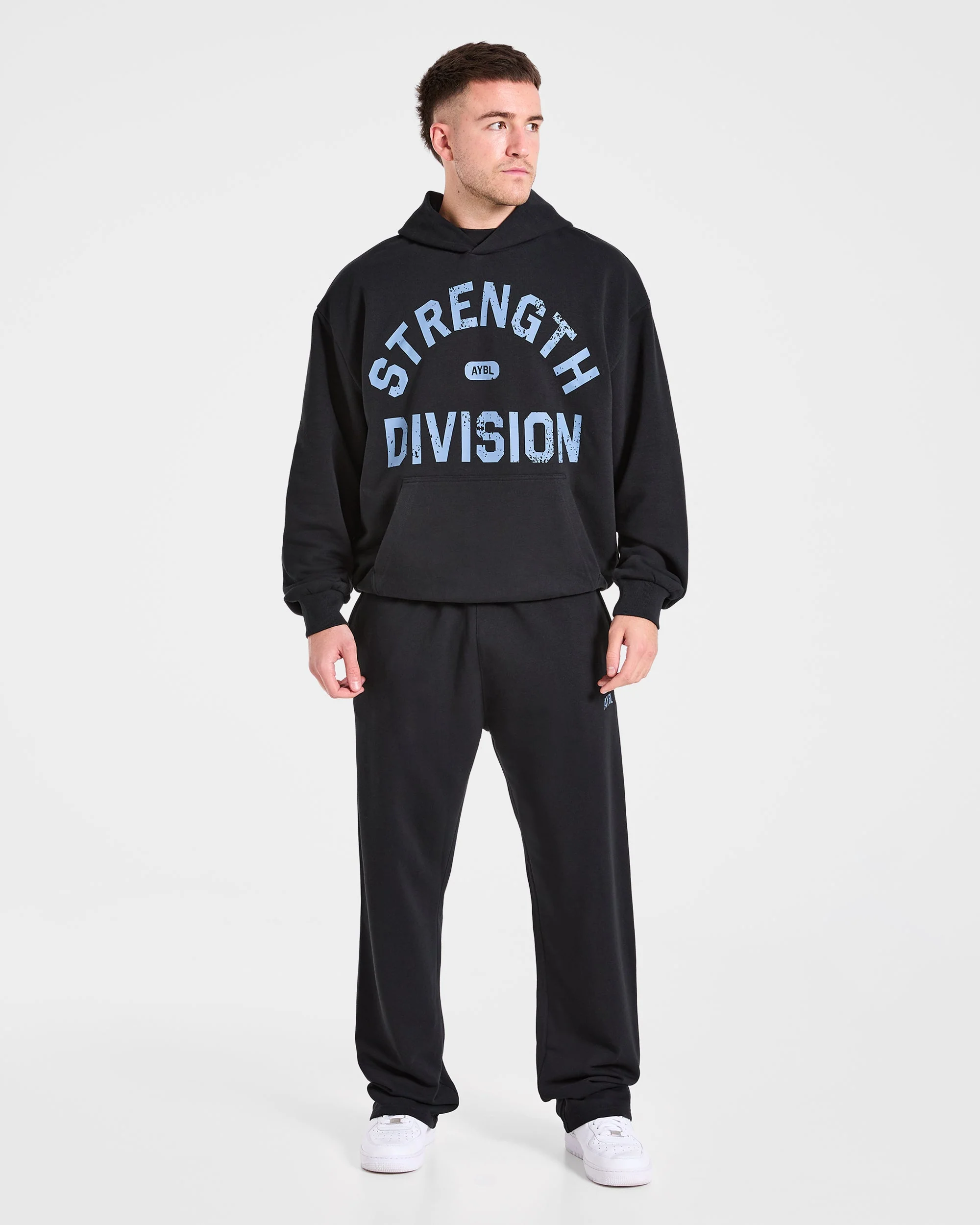 Strength Division Oversized Hoodie - Zwart/Blauw - Image 3