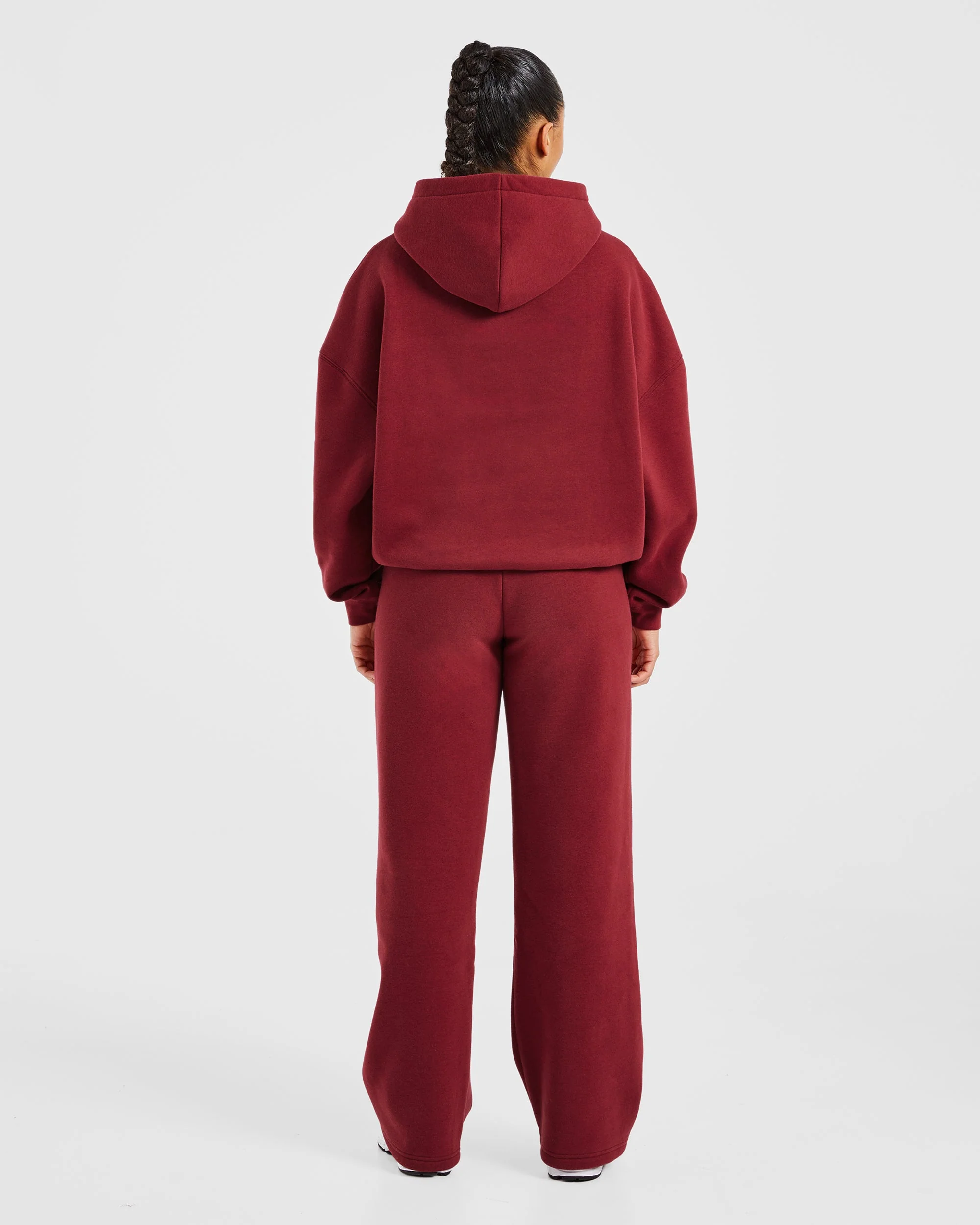 Varsity Embroidered Oversized Straight Leg Joggers - Burgundy - Image 4