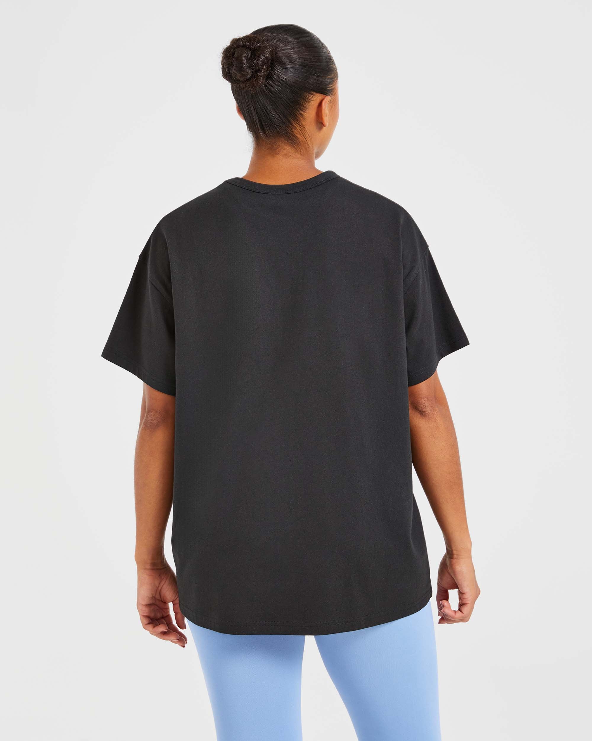 Varsity Oversized T Shirt - Zwart/Blauw - Image 2