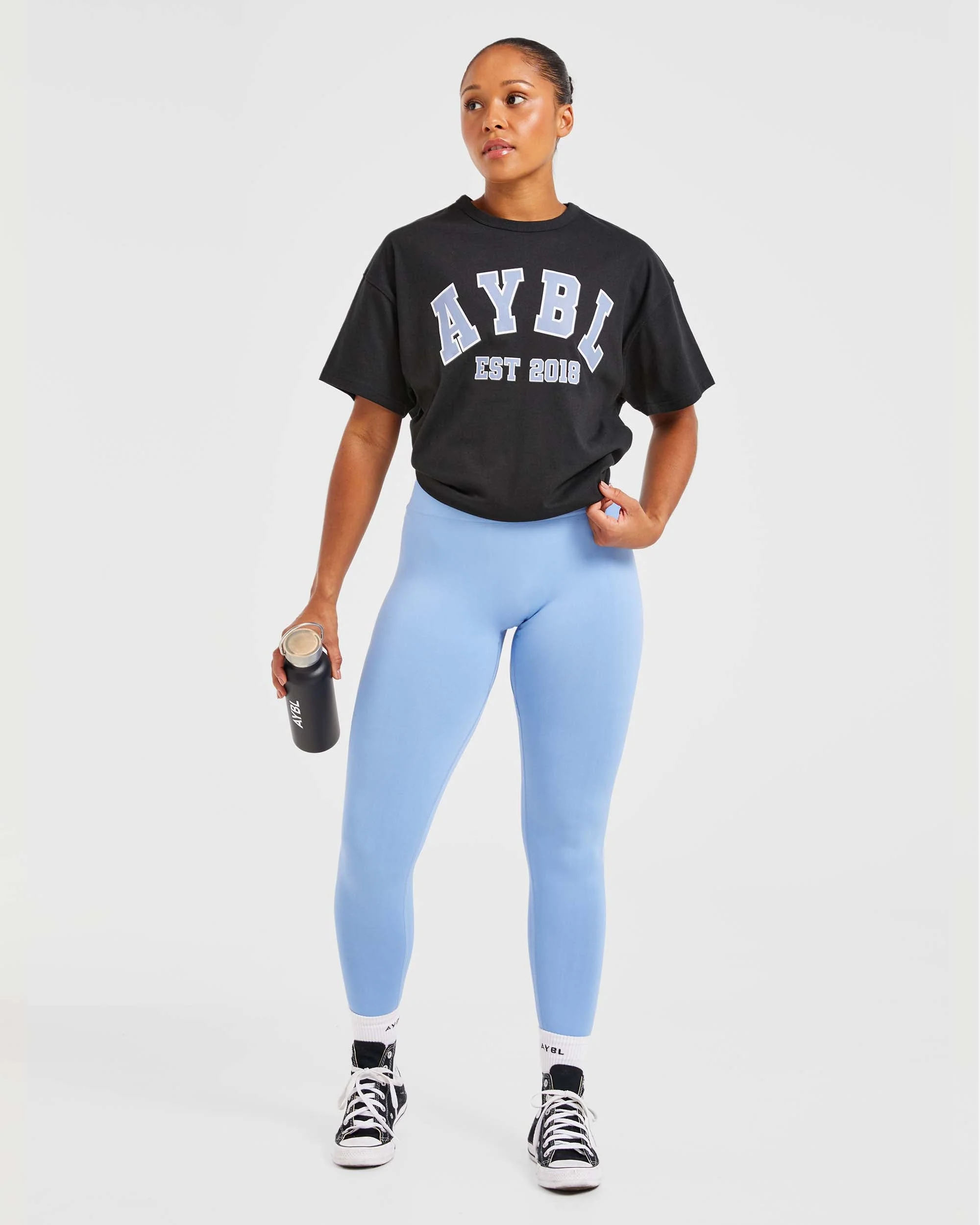 Varsity Oversized T Shirt - Zwart/Blauw - Image 7
